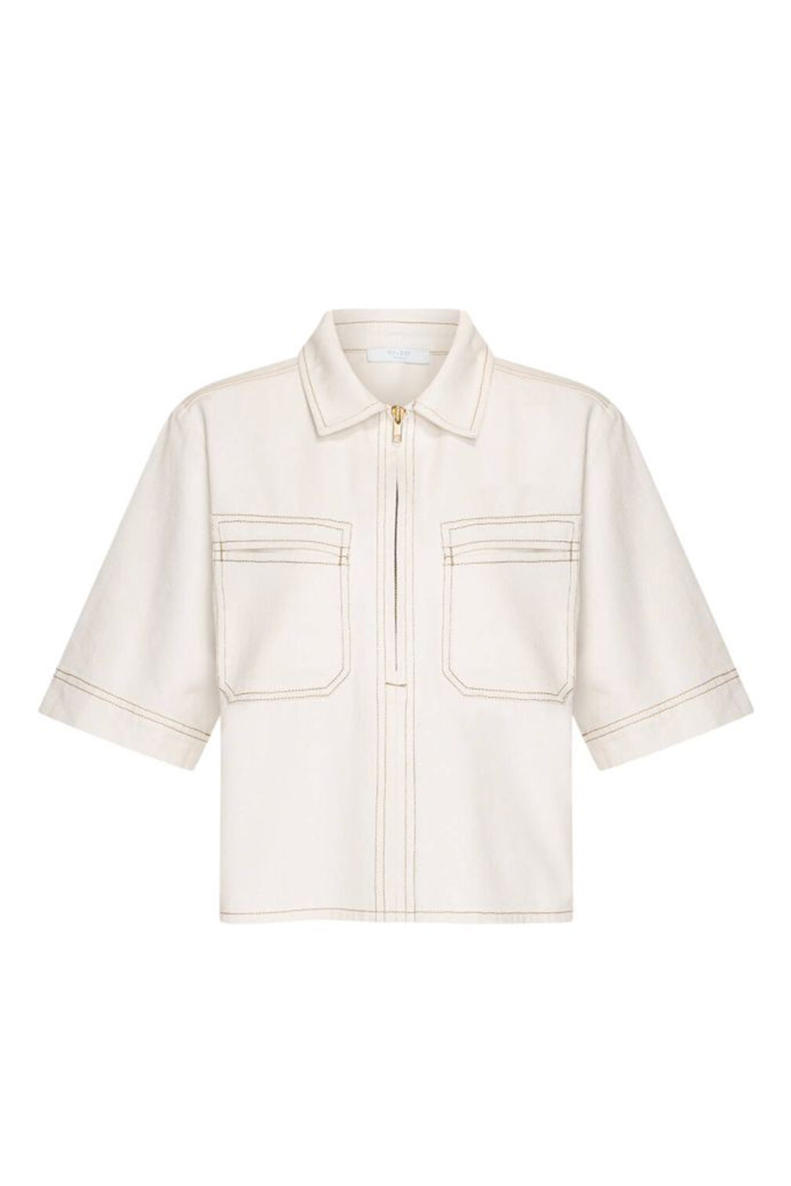 Dames blouse korte mouw ecru