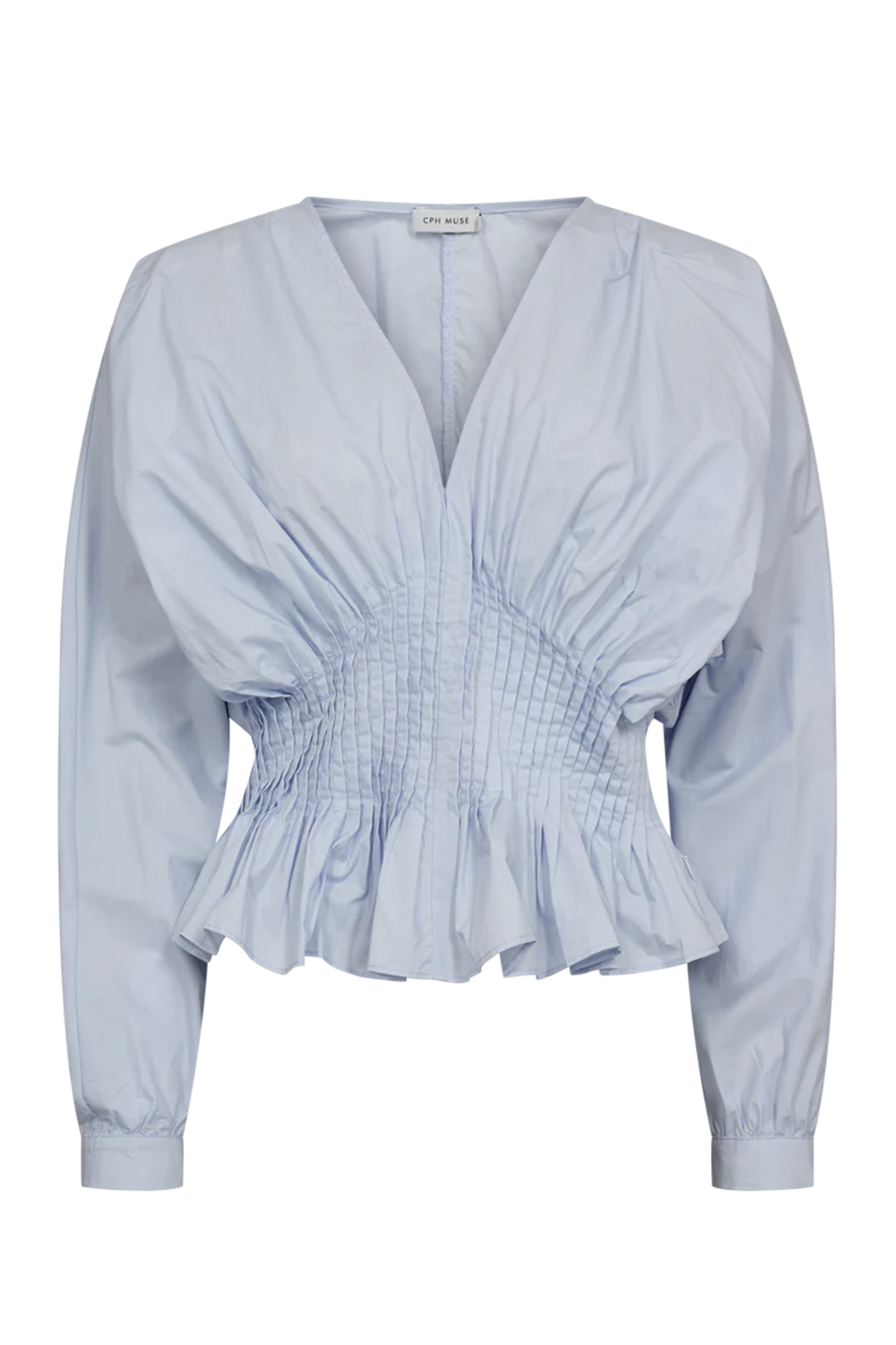 Dames blouse lange mouw blauw