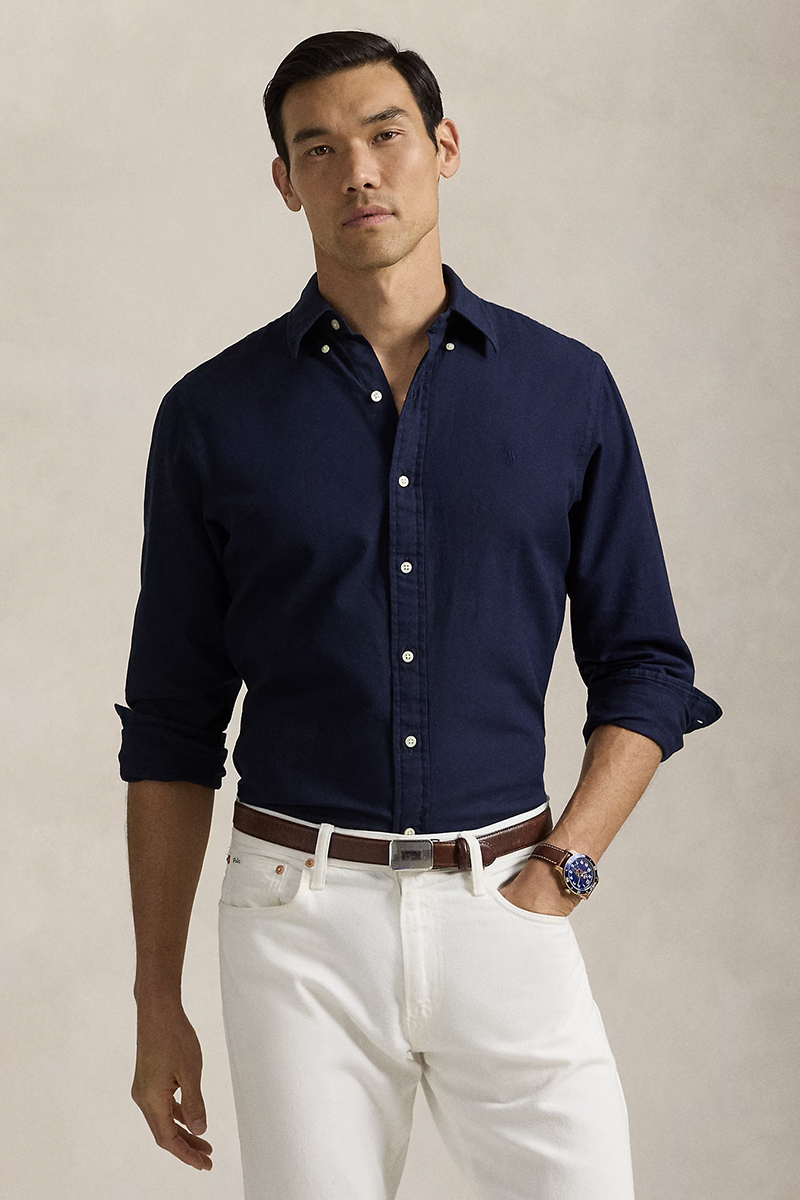 Heren overhemd lm casual blauw