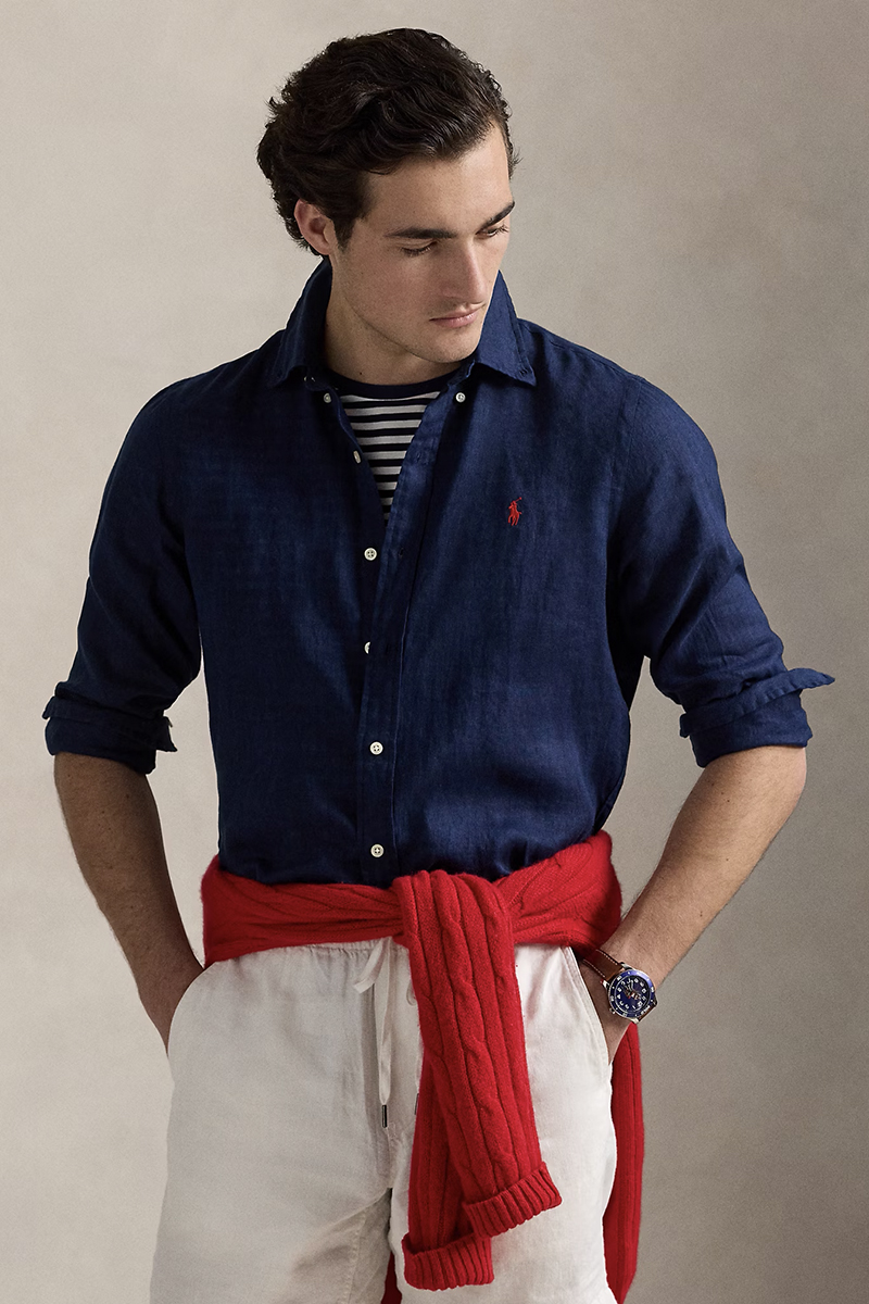 Heren overhemd lm casual blauw