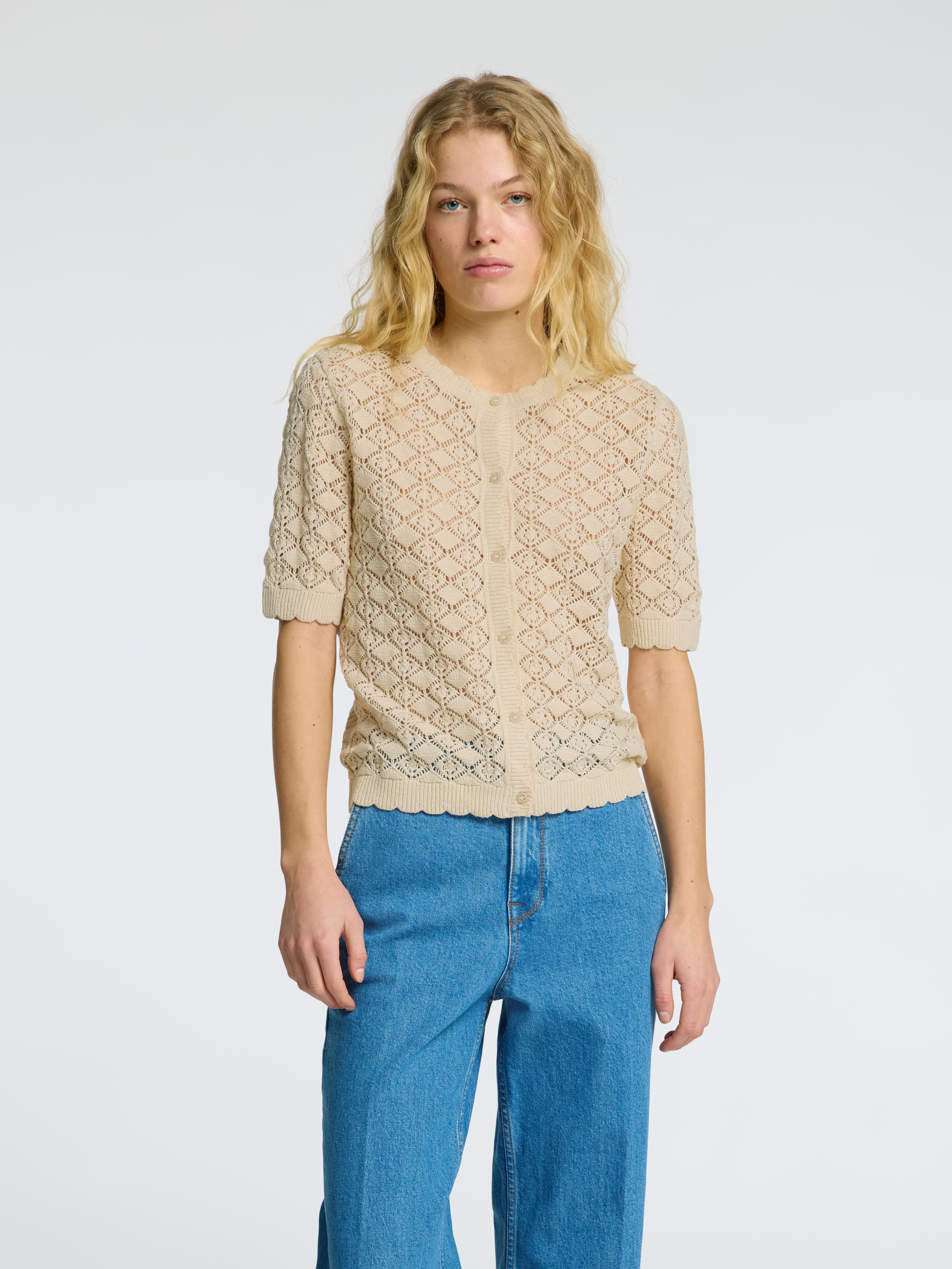 Selected SLFSOFIA 2/4 KNIT CARDIGAN 179771-Birch 2
