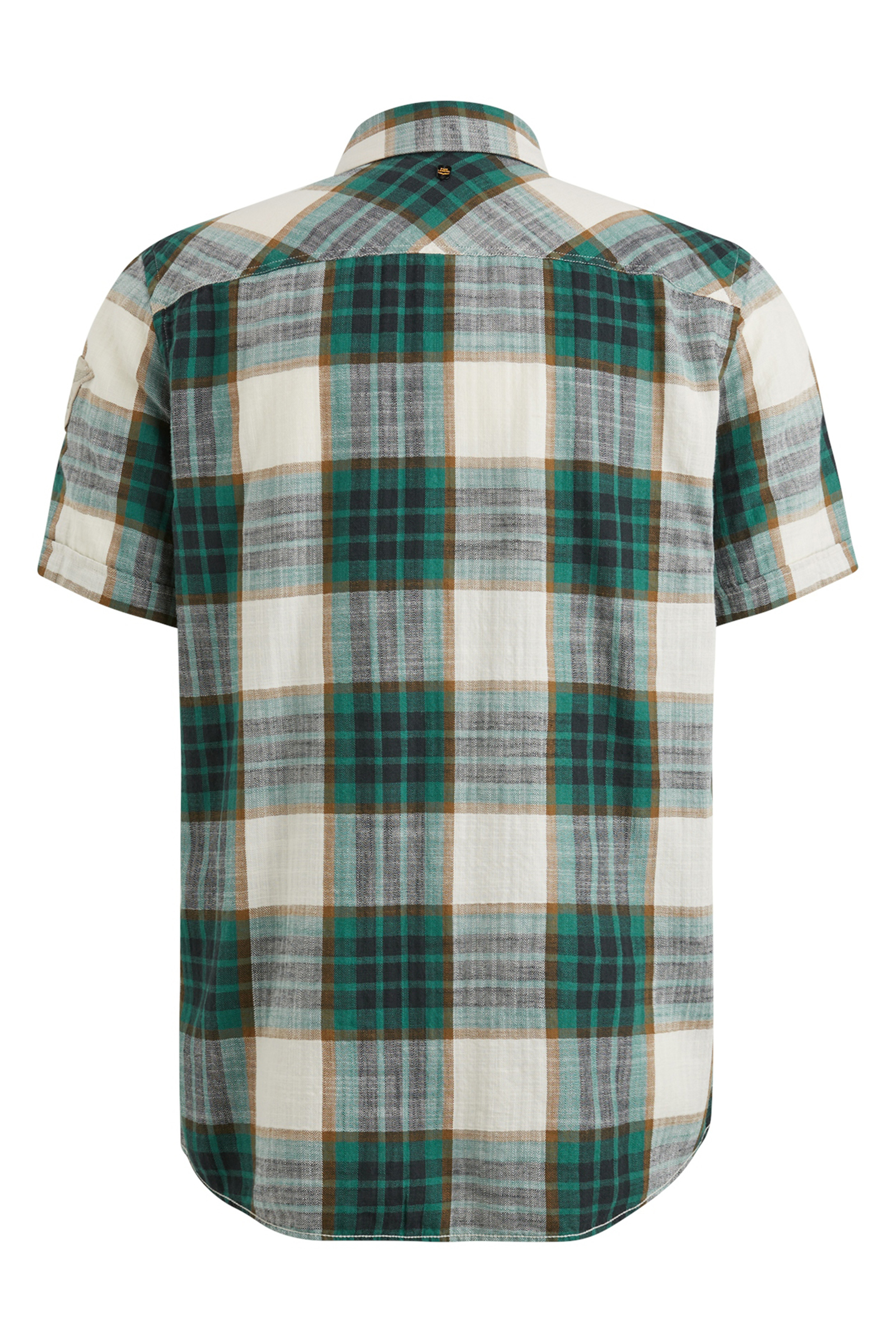 PME Legend Short Sleeve Shirt Y/D Slub Herringbone Check Groen-1 2