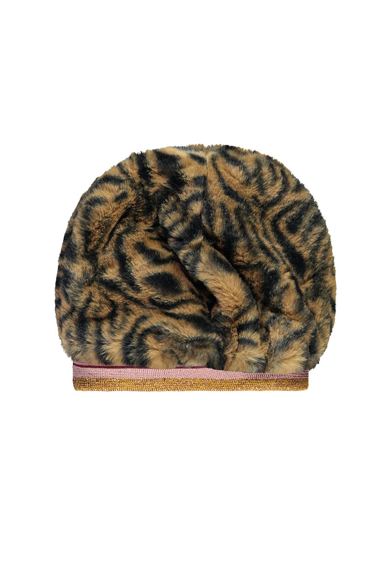 Like Flo Flo girls fur hat with rib bruin/beige-1 1