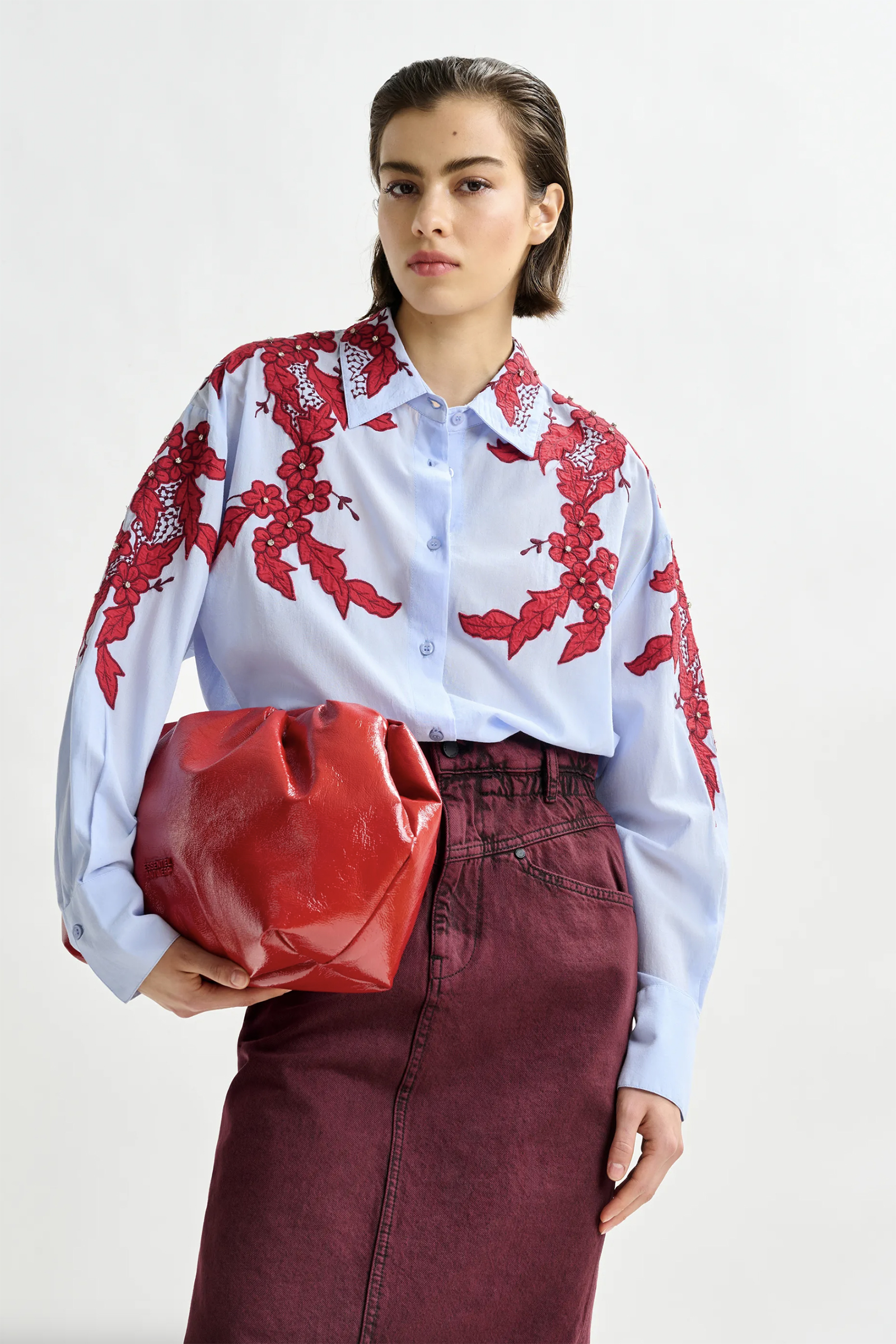 Dames blouse lange mouw blauw