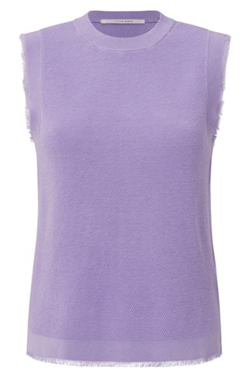 Yaya Textured sweater with fringes LAVENDER PURPLE 1