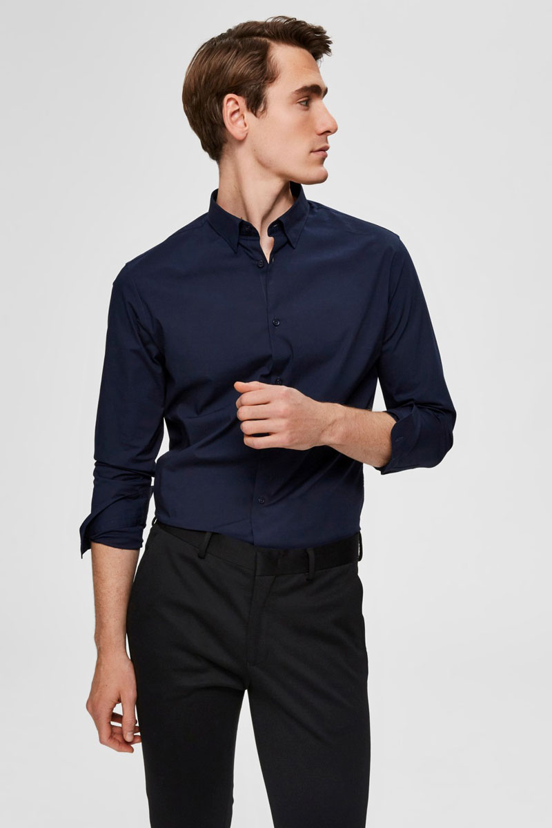 Heren overhemd lm casual blauw