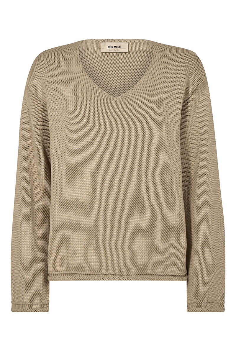 Mos Mosh MMBine LS V-neck Knit bruin/beige-1 1