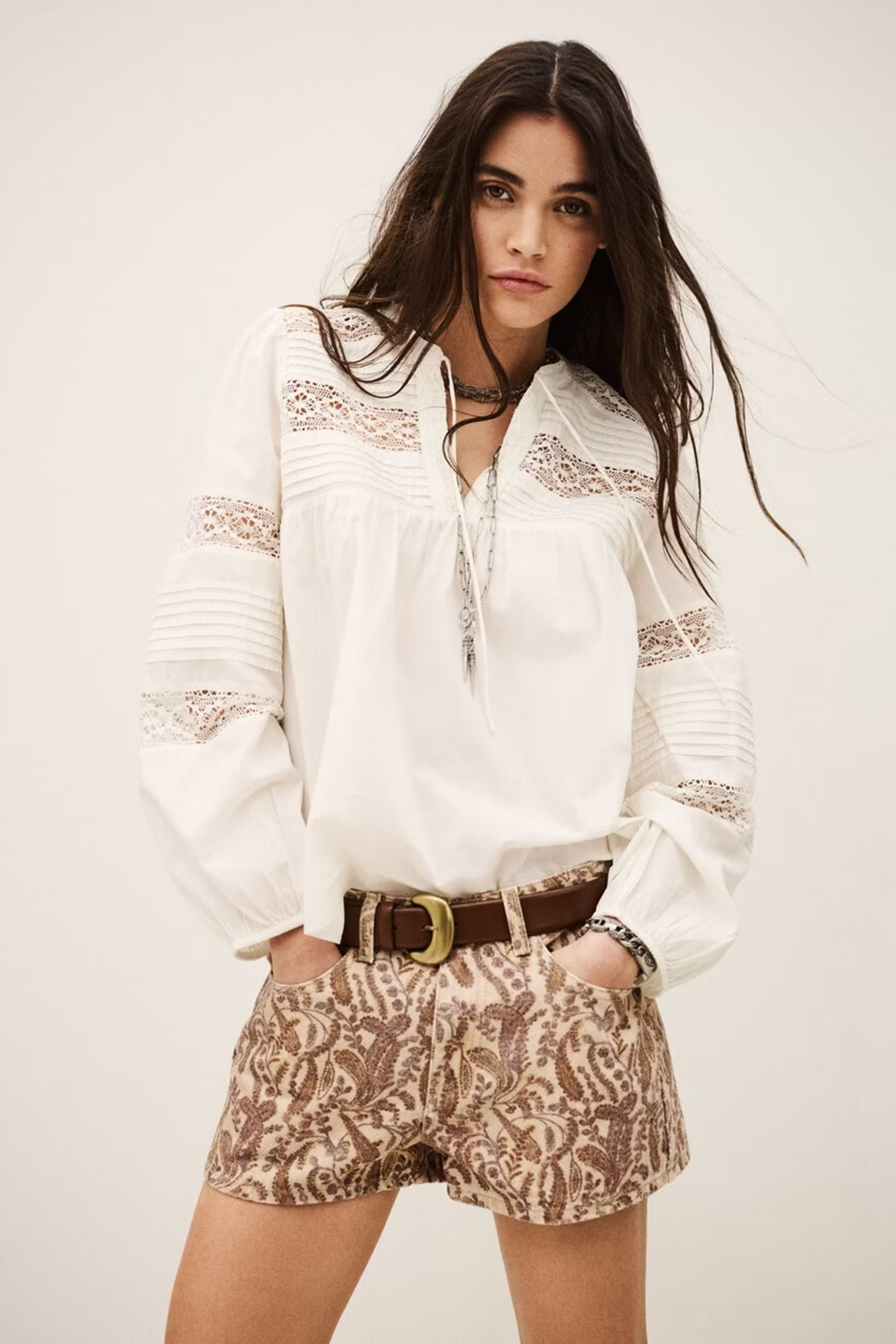 Dames blouse lange mouw ecru