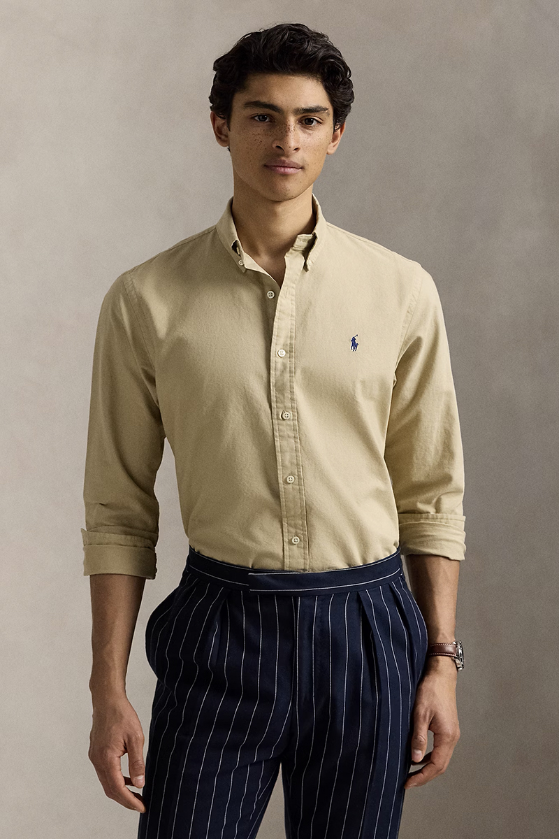 Heren overhemd lm casual bruin