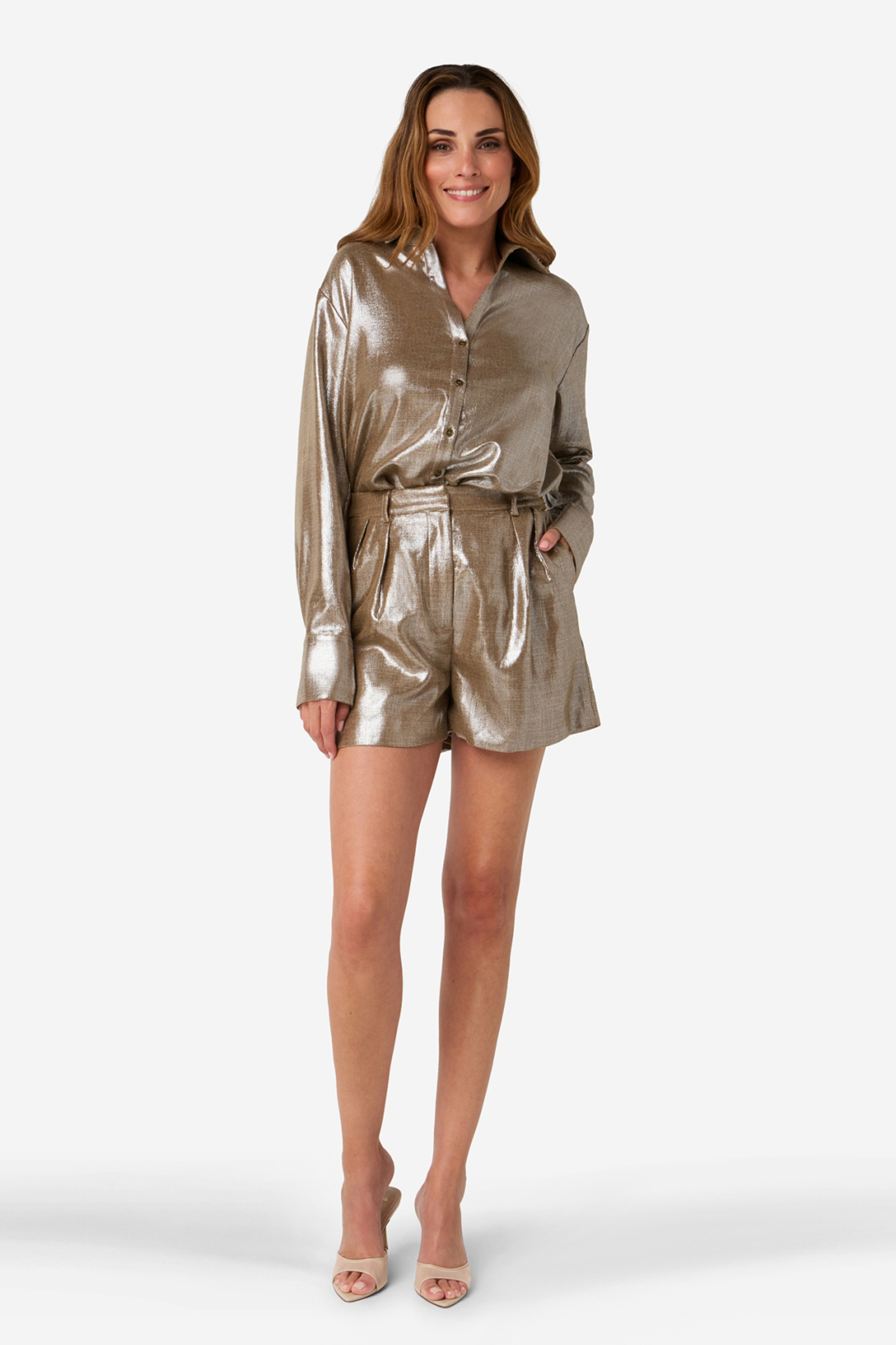Dames blouse lange mouw goud
