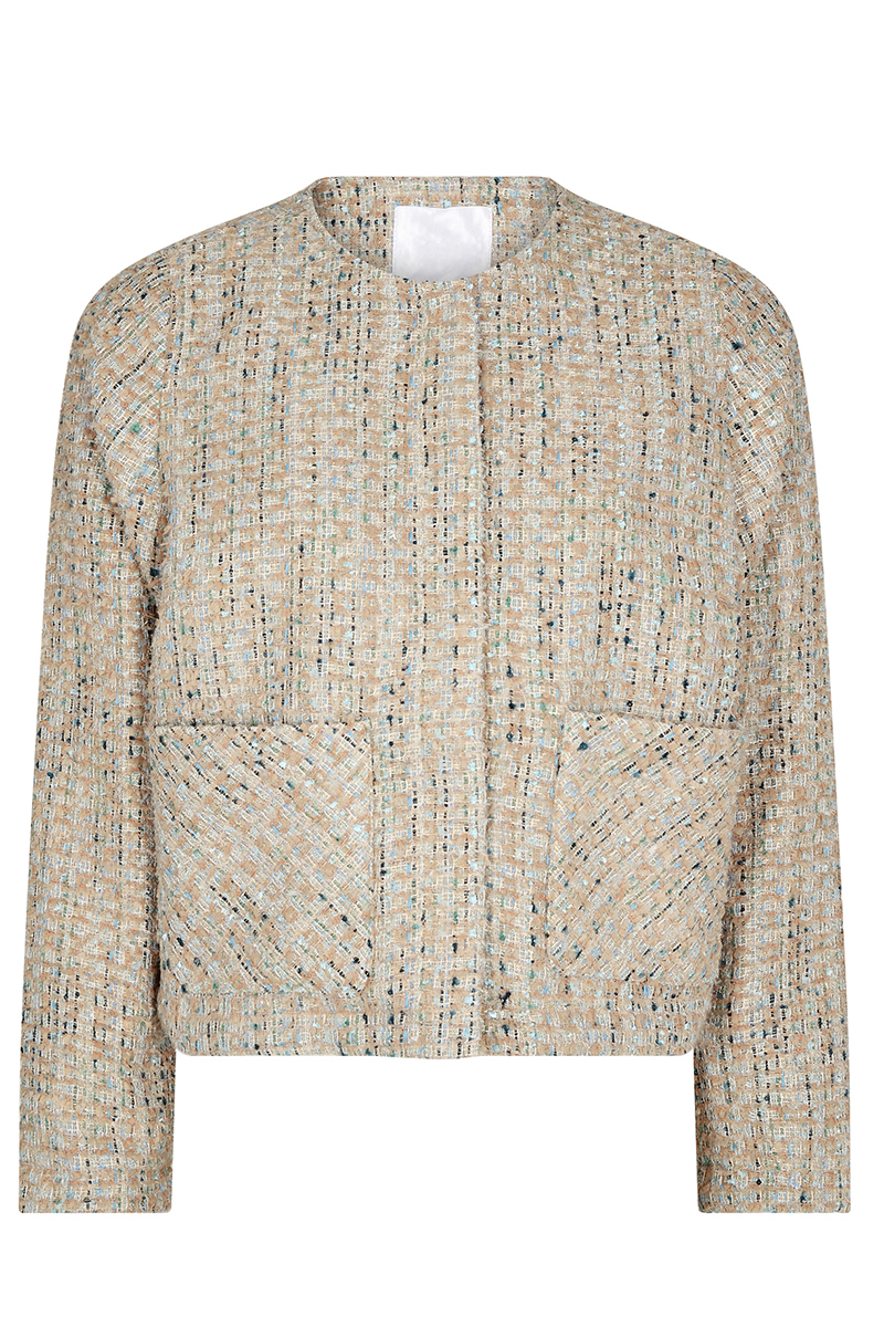 co´couture asta boucle jacket bruin/beige-2 1