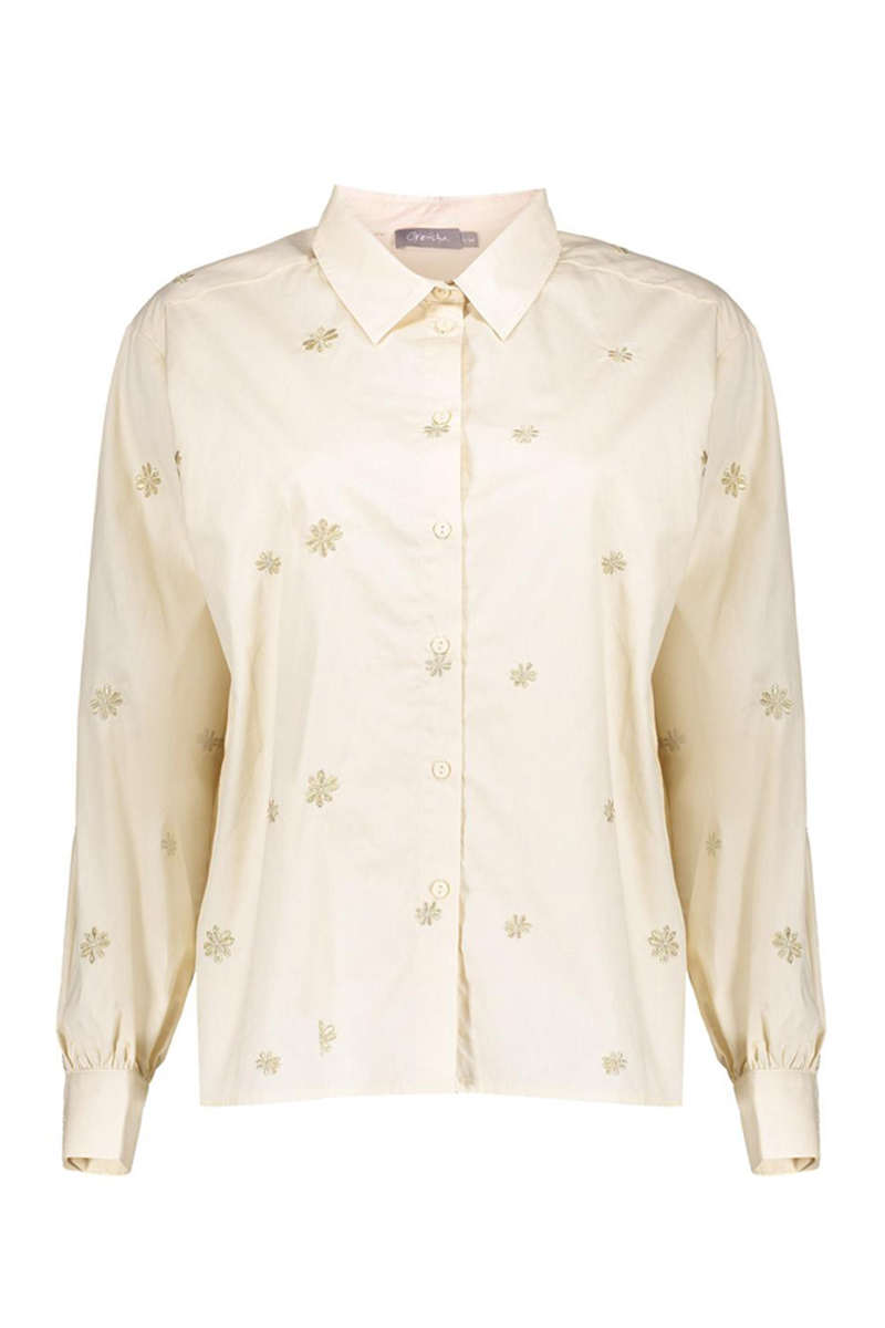 Dames blouse lange mouw grijs