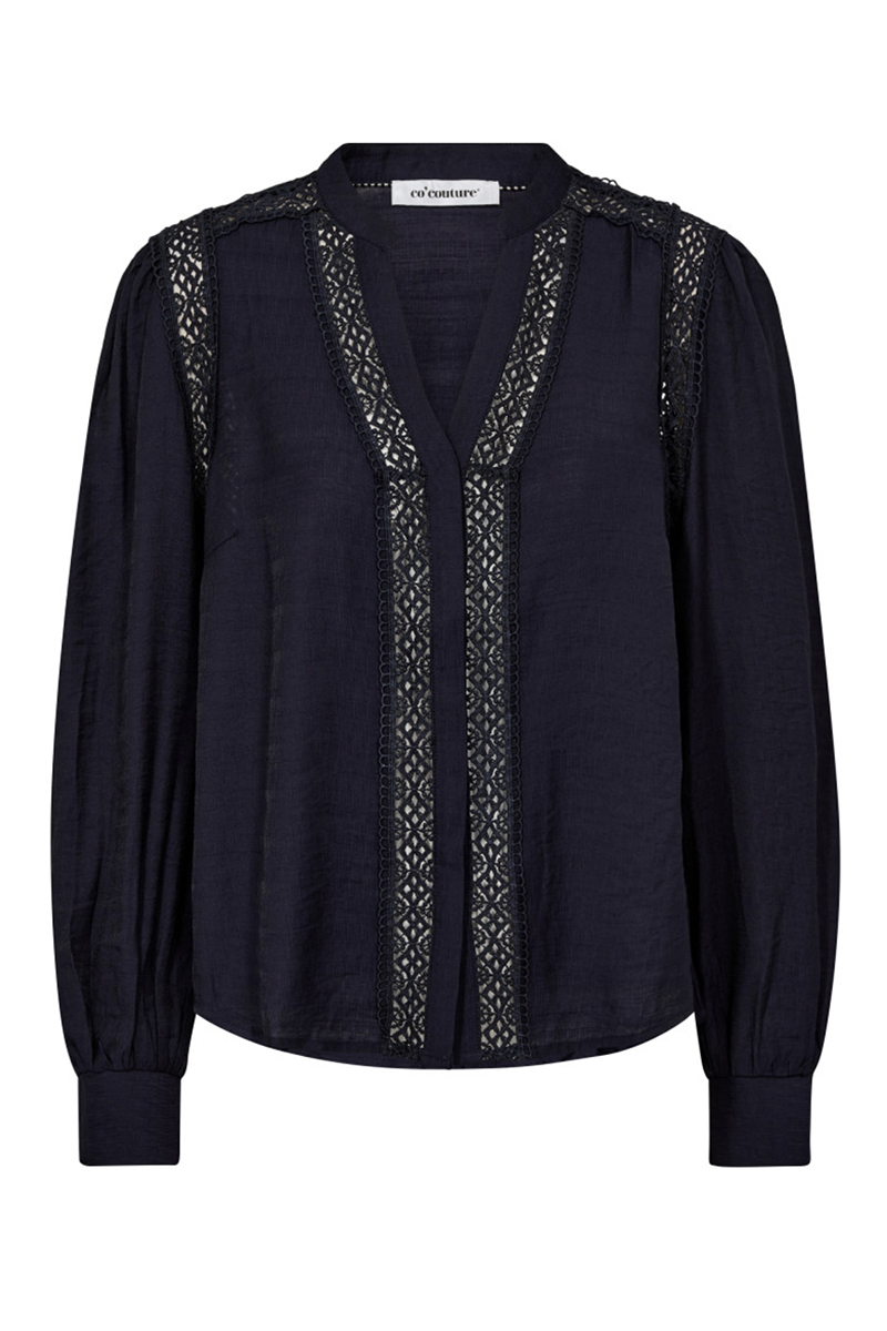 Dames blouse lange mouw blauw