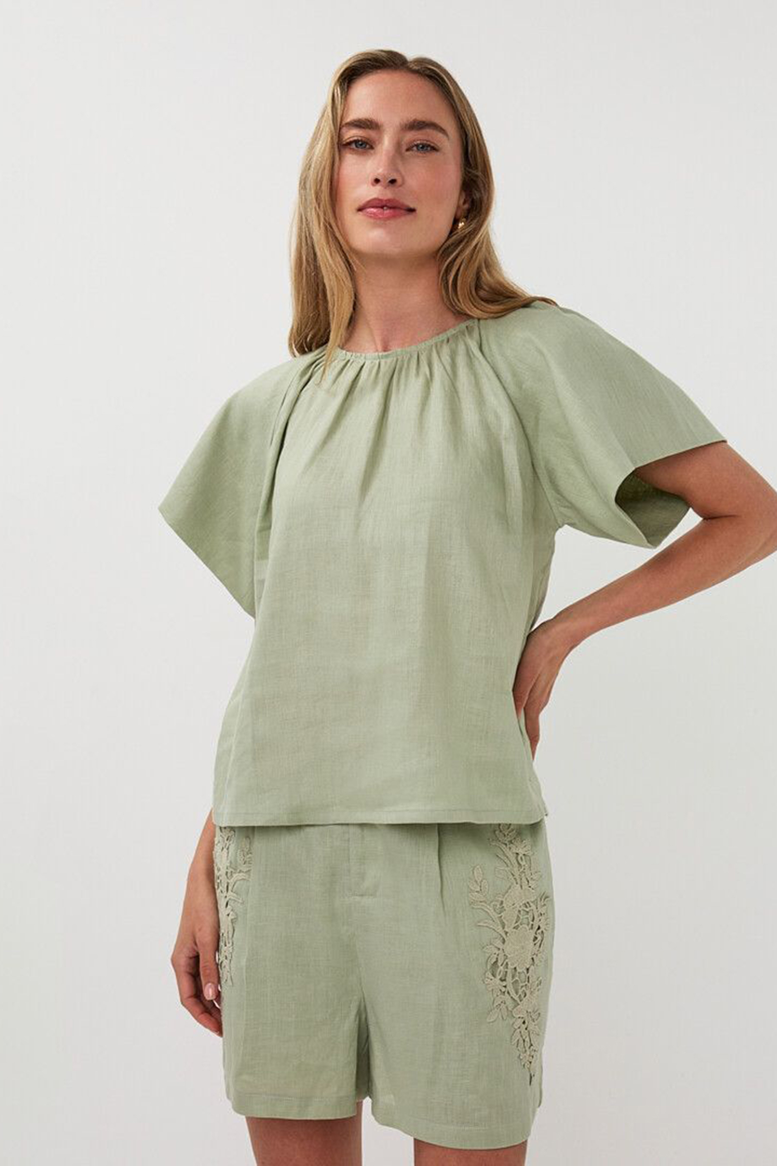 Dames blouse korte mouw groen