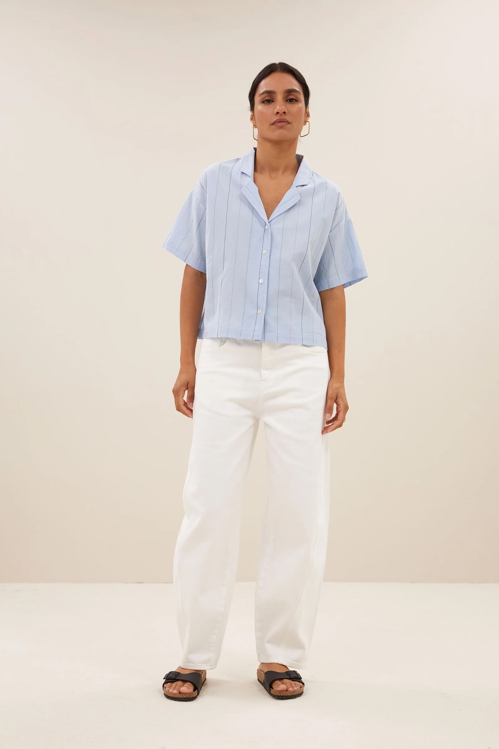 By Bar Jake stripe chambray blouse Blauw-1 2
