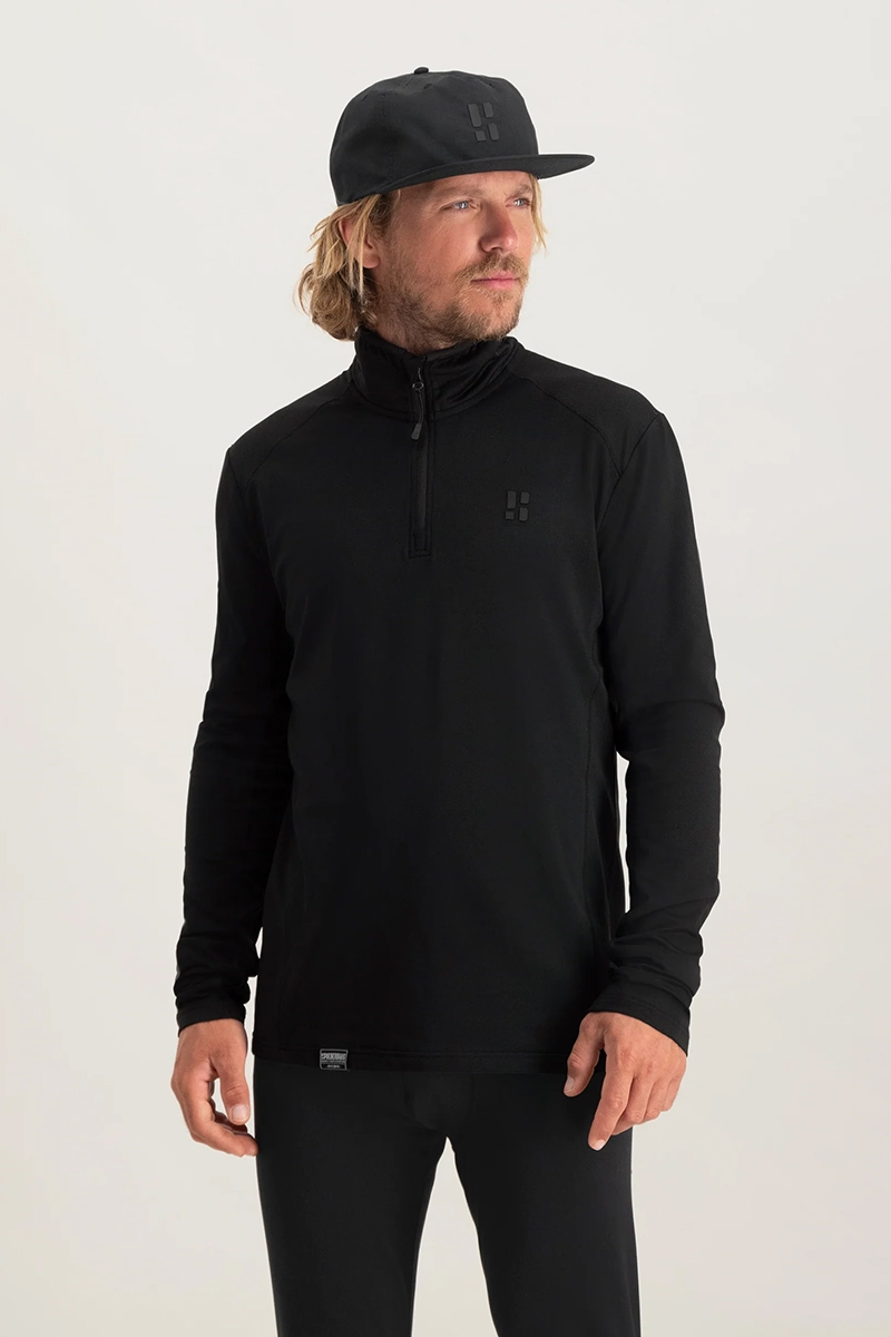 Wintersport heren pully+rits zwart