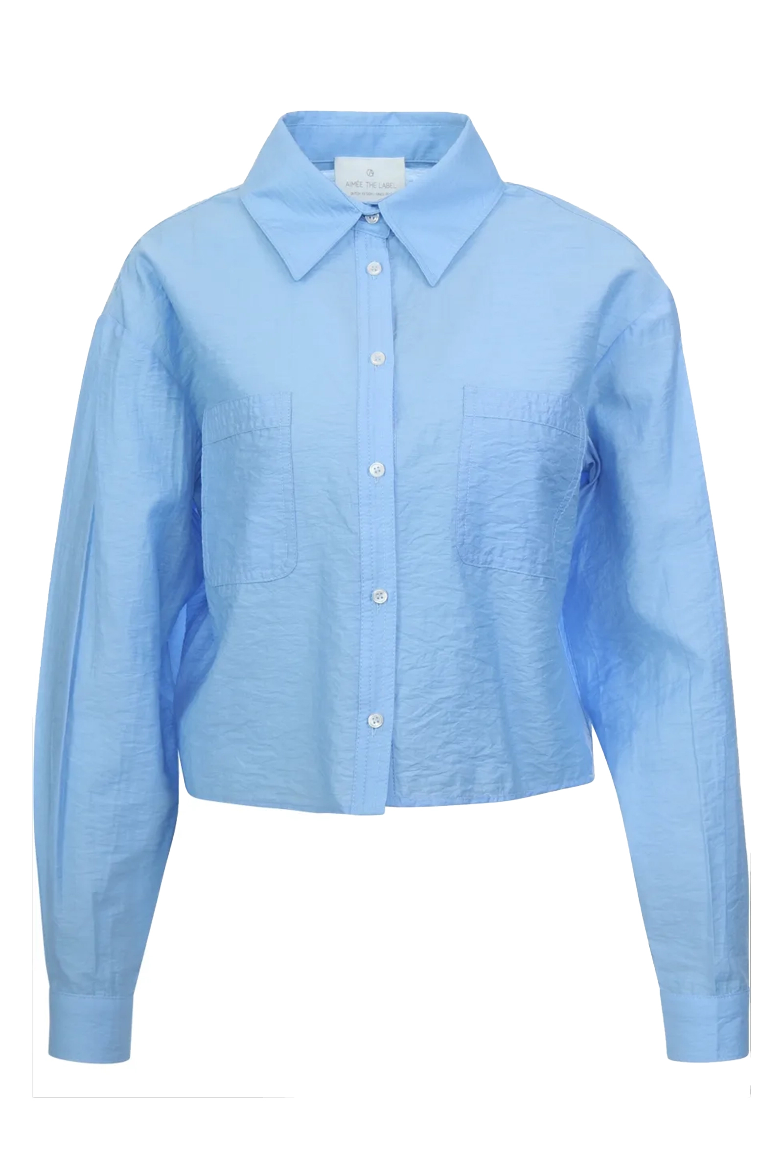 Dames blouse lange mouw blauw