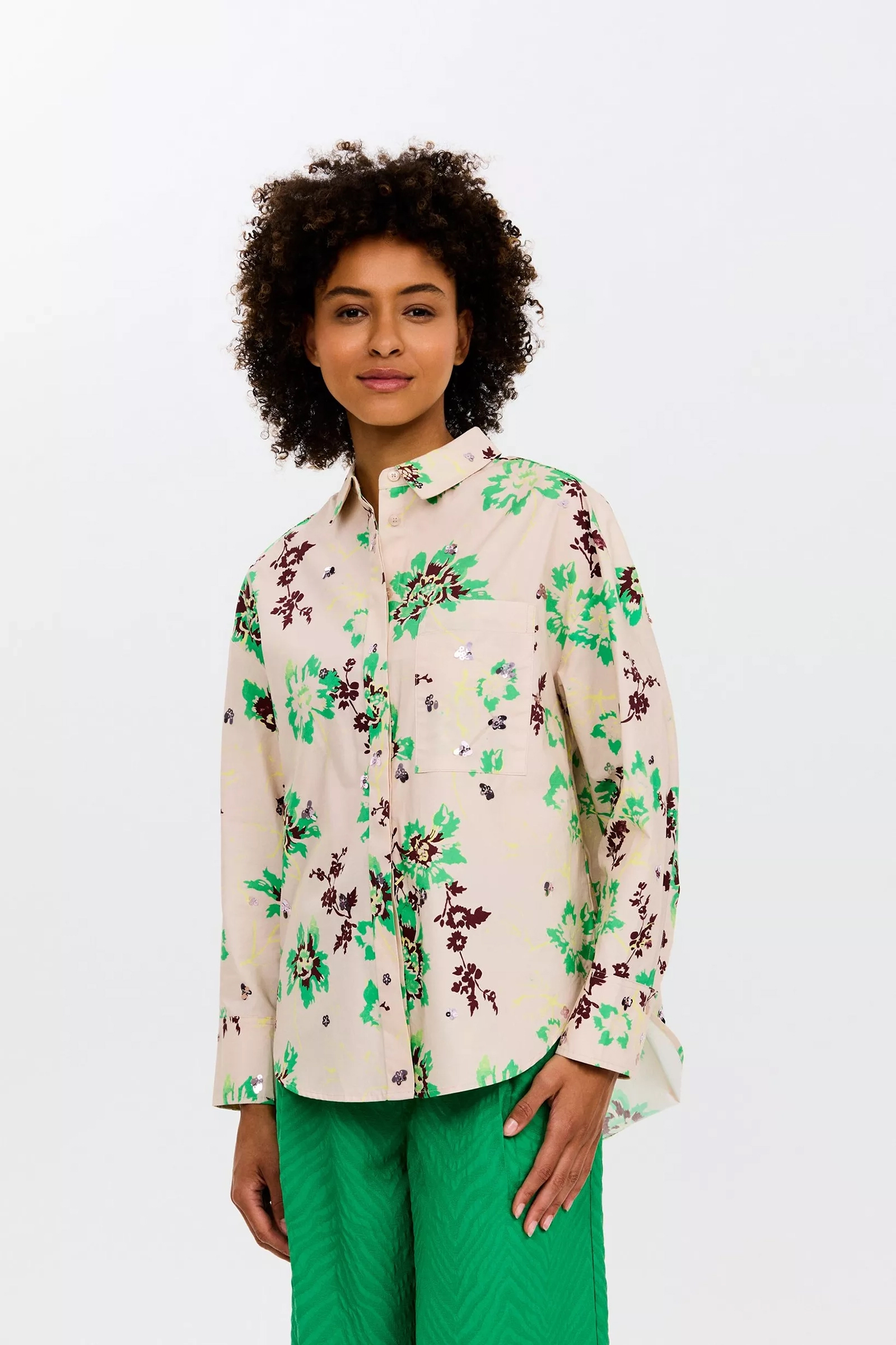 Dames blouse lange mouw ecru