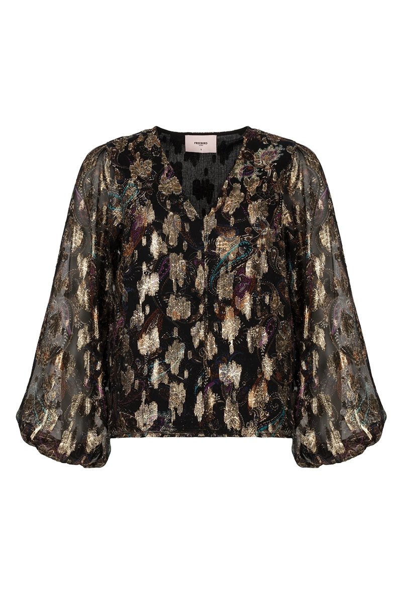Dames blouse lange mouw blauw
