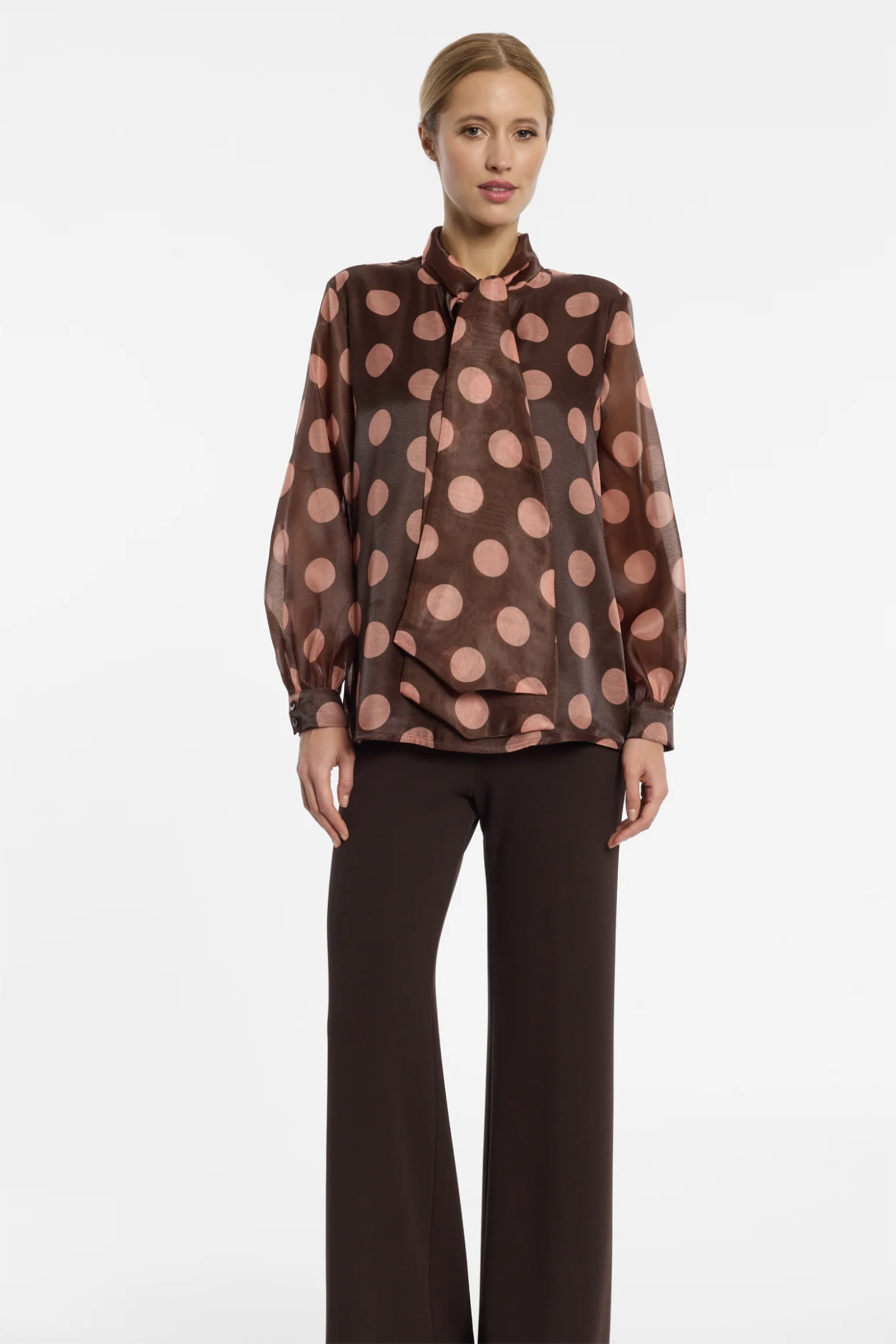 Dames blouse lange mouw rose
