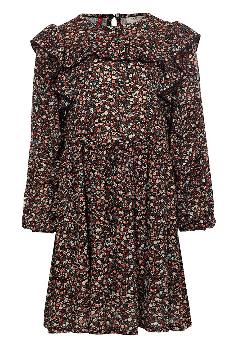 LOOXS LITTLE little floral crepe dress Zwart-1 1