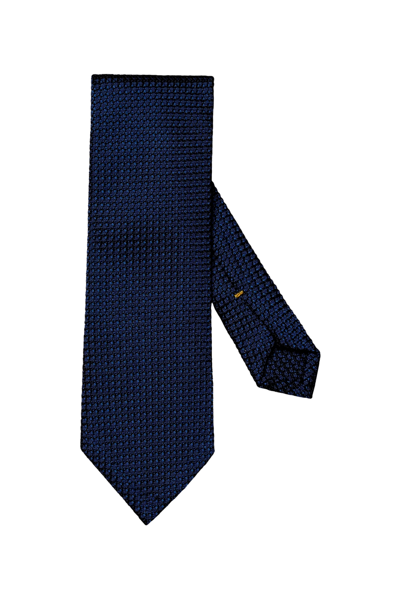 Eton Navy Blue Silk Grenadine Tie Blauw-1 1