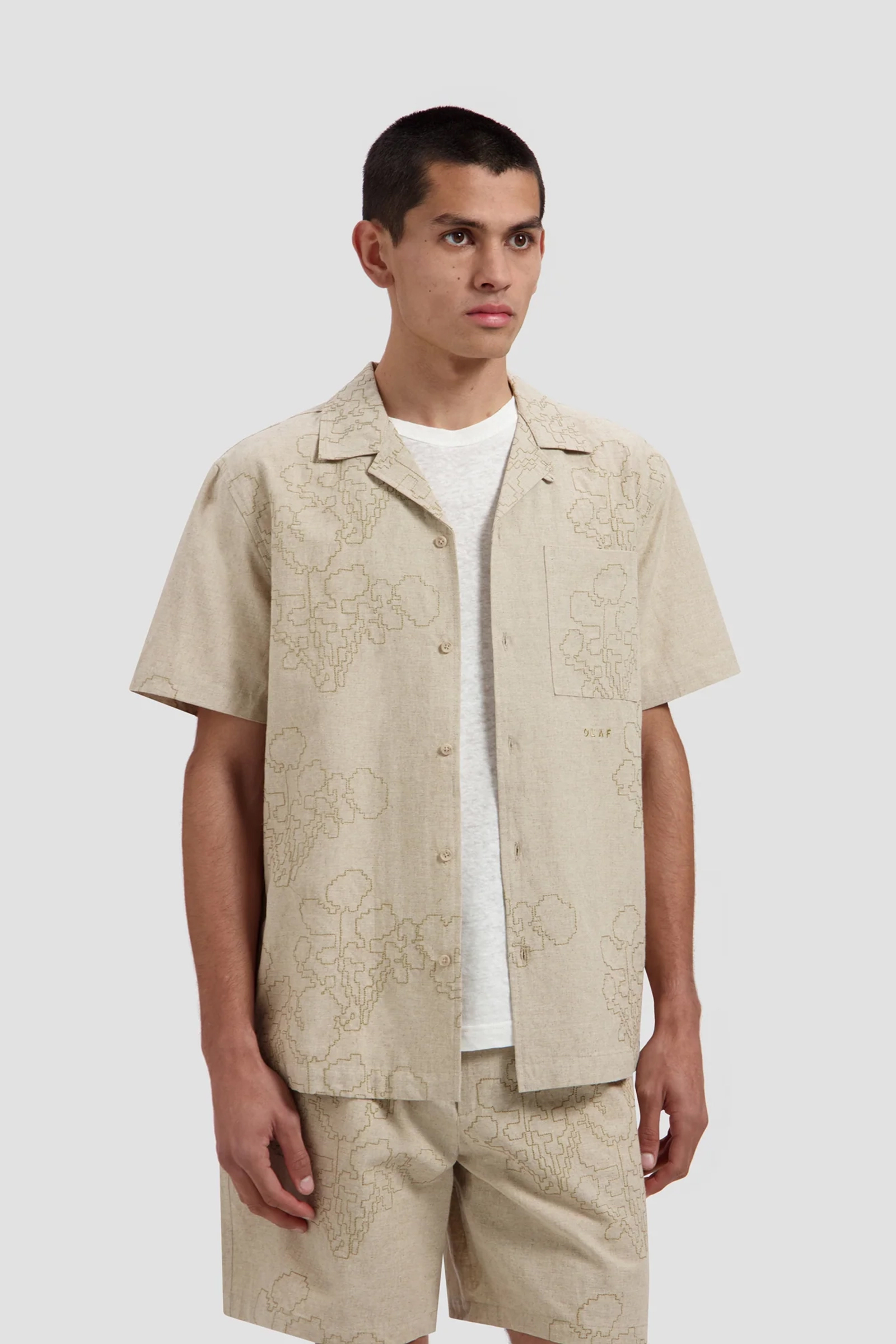 Heren overhemd km casual bruin