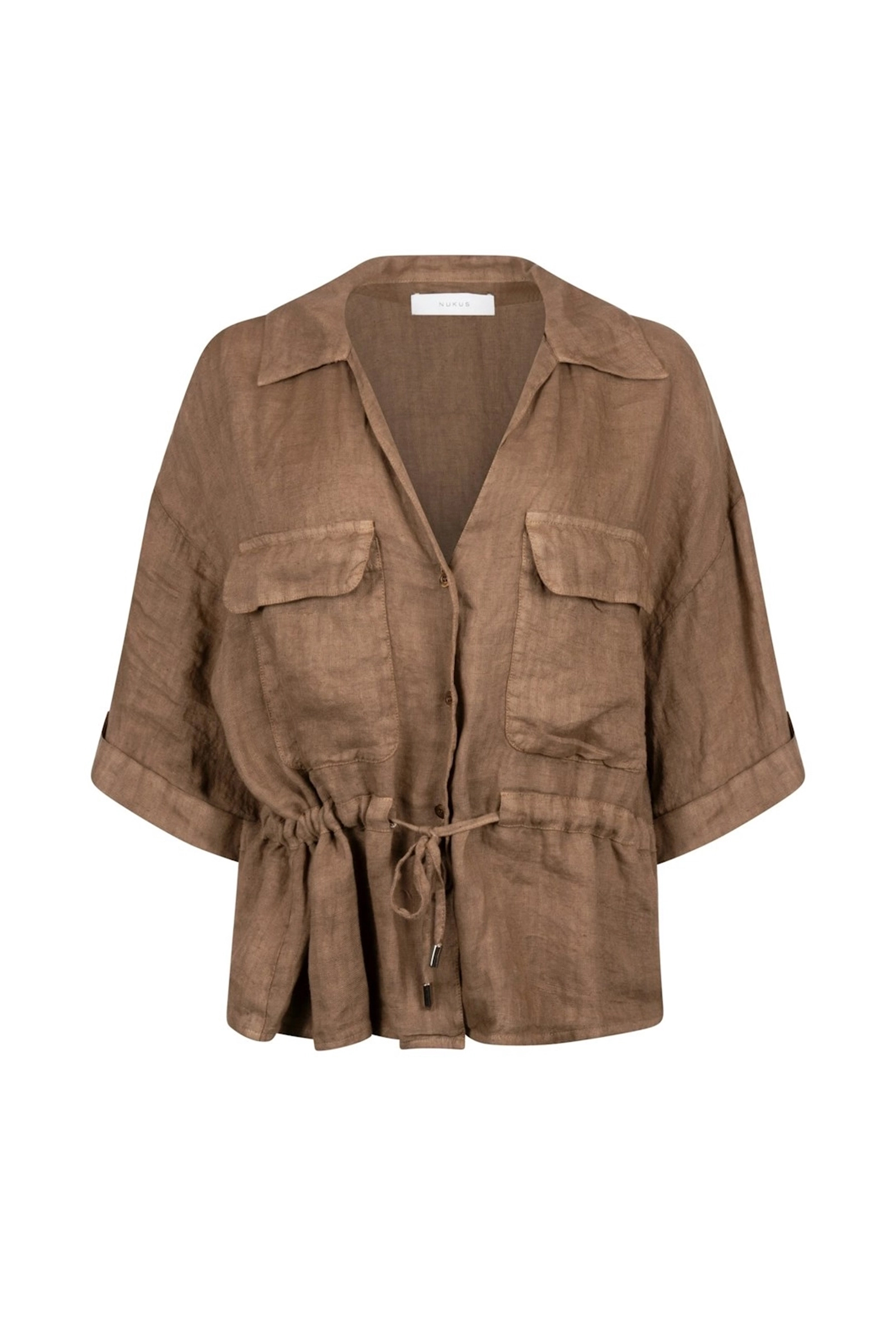 Dames blouse lange mouw bruin