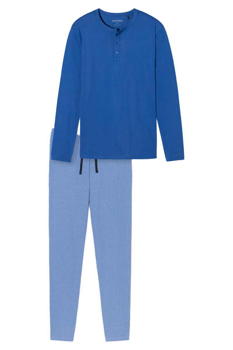 Schiesser Nachtmode heren pyjama Blauw-1 1