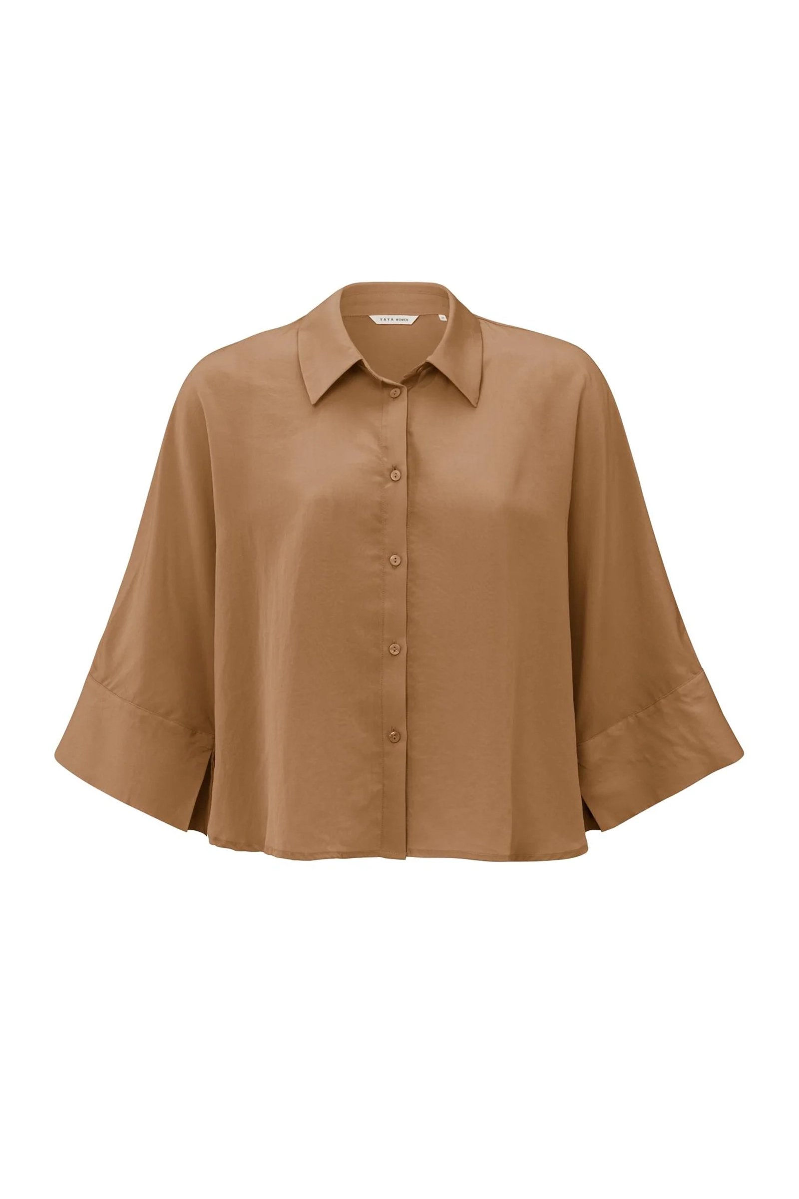 Yaya Cropped loose fit blouse CHIPMUNK BROWN 1