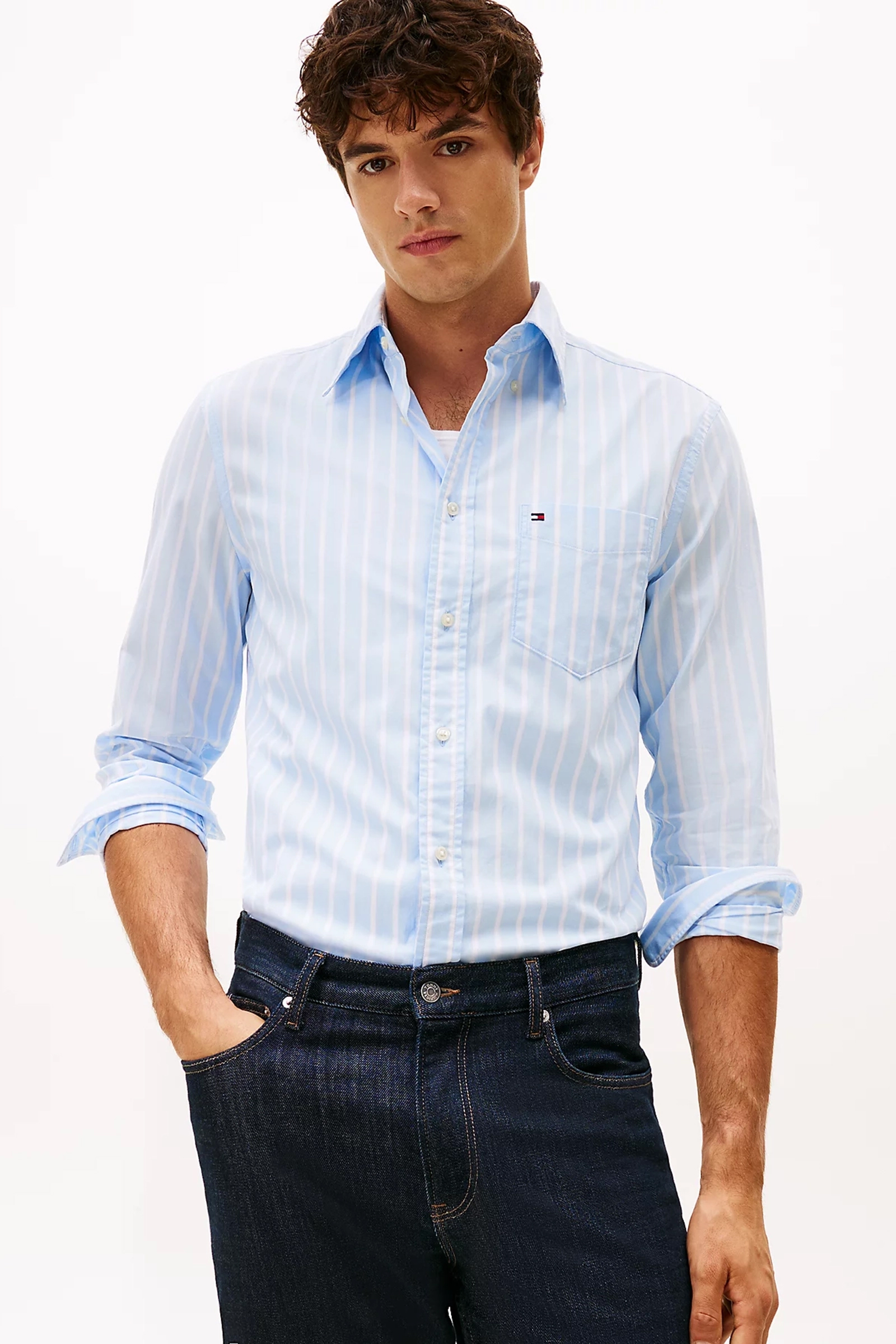 Heren overhemd lm casual blauw