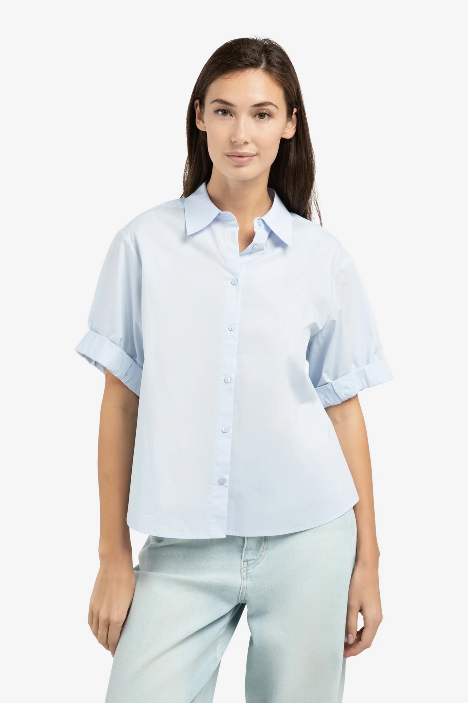 Dames blouse lange mouw blauw