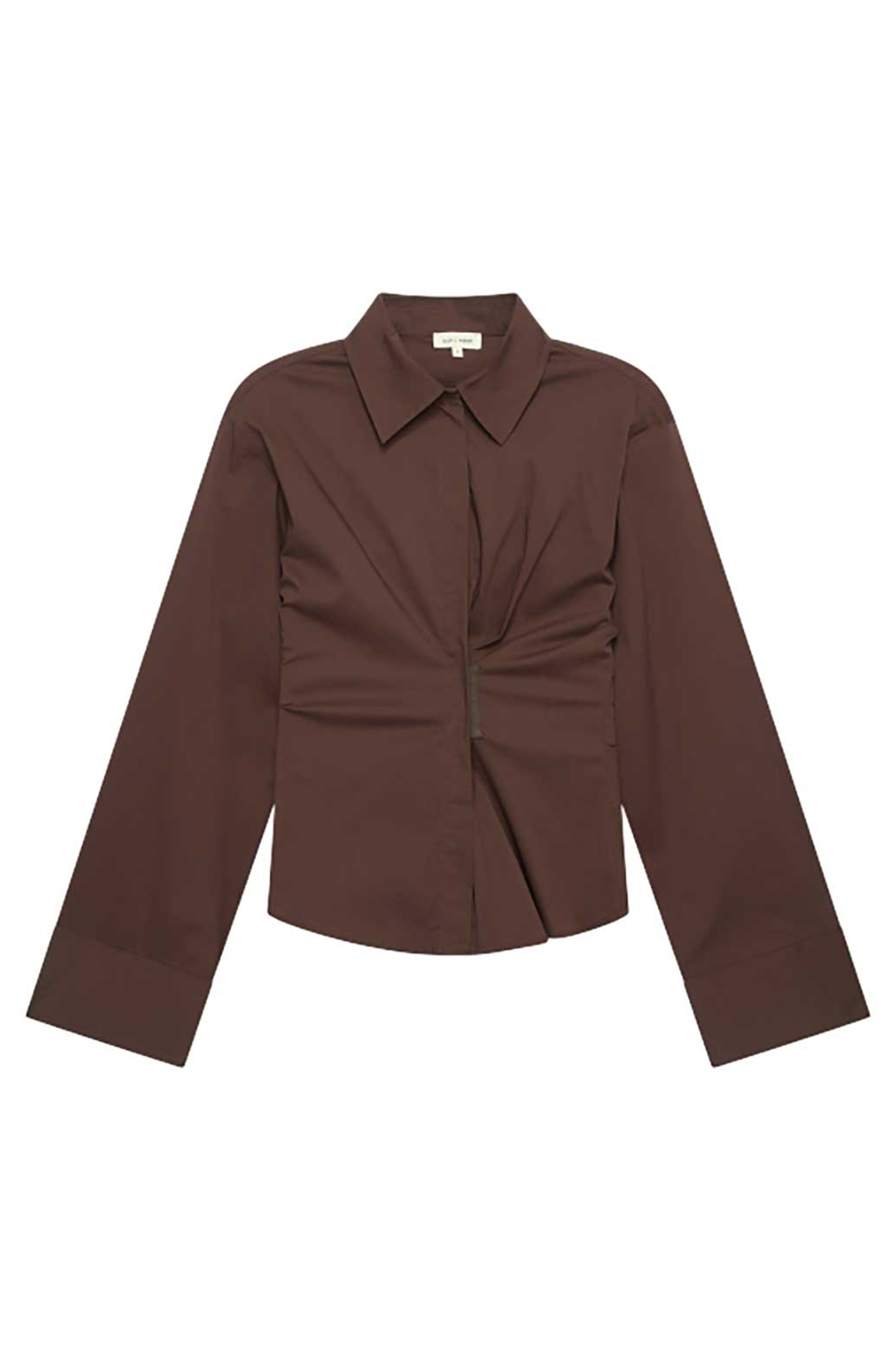 Dames blouse lange mouw bruin