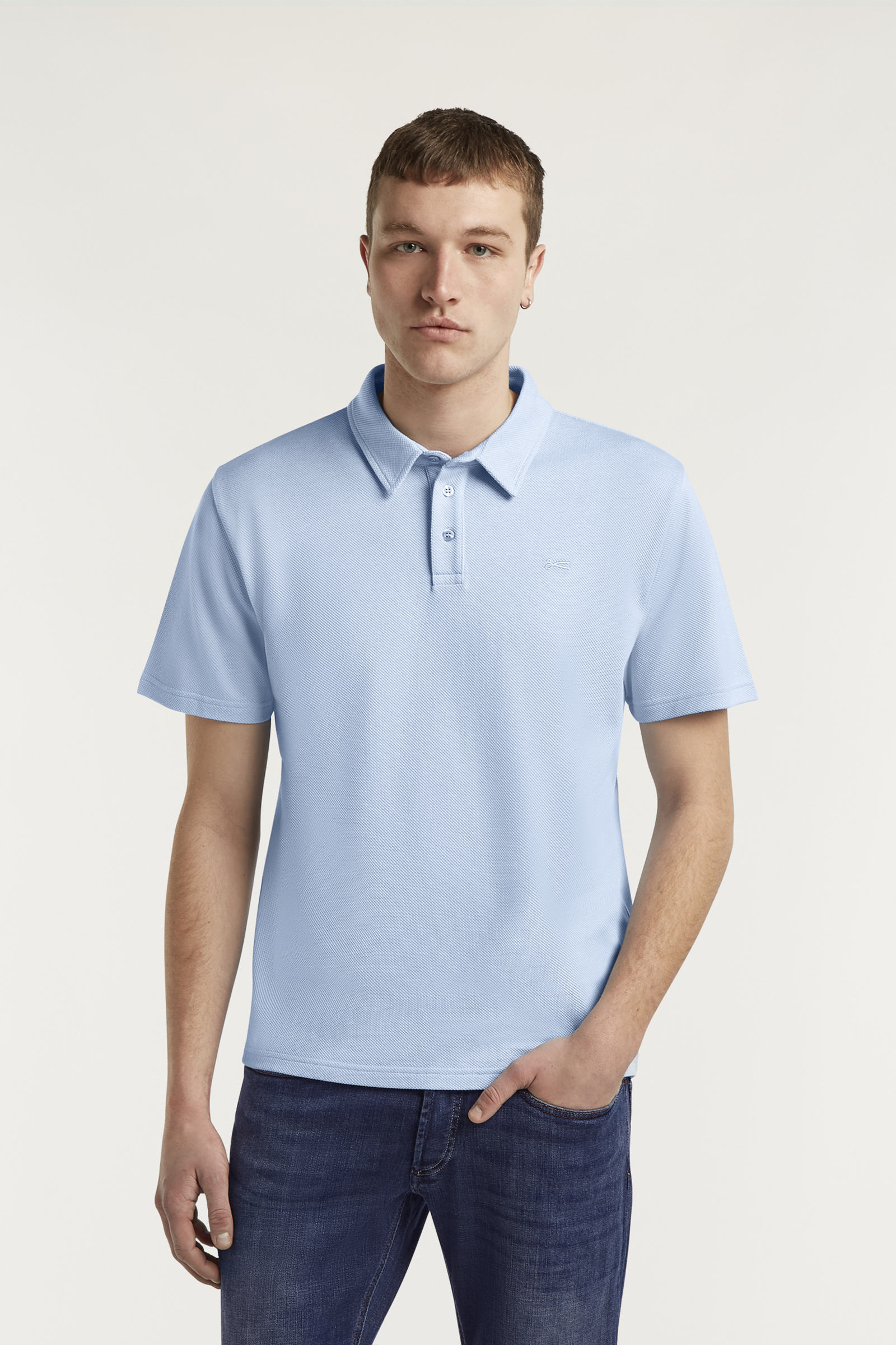 Heren polo korte mouw blauw