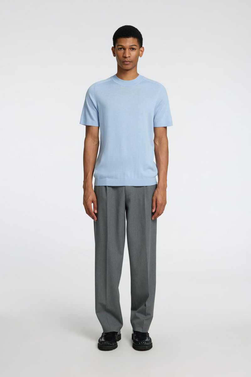 Selected SLHTRAY SS KNIT MERINO CREW NECK NO 298145-Winter Sky 2