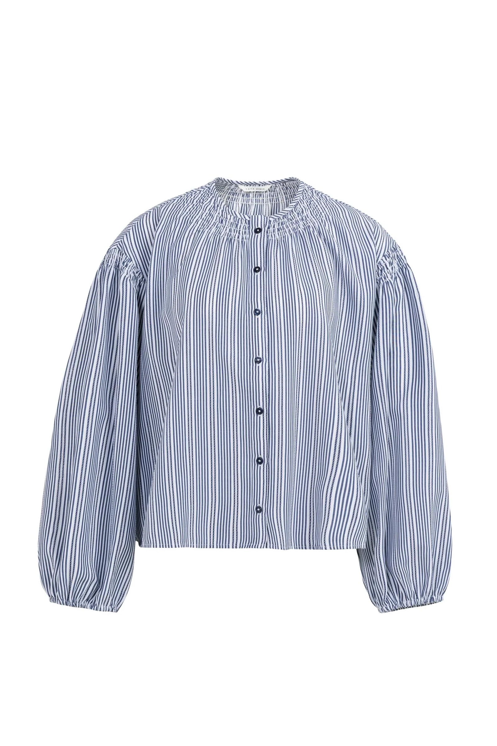 Dames blouse lange mouw blauw