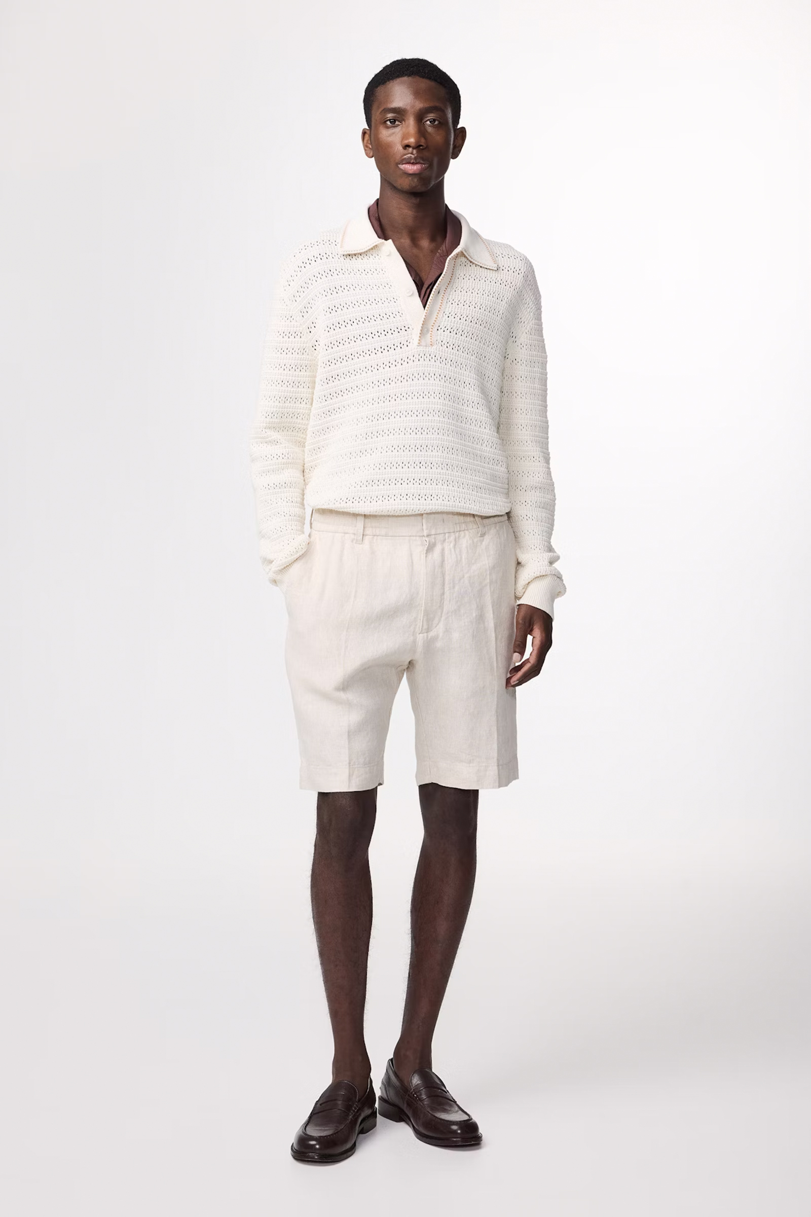 Heren short ecru
