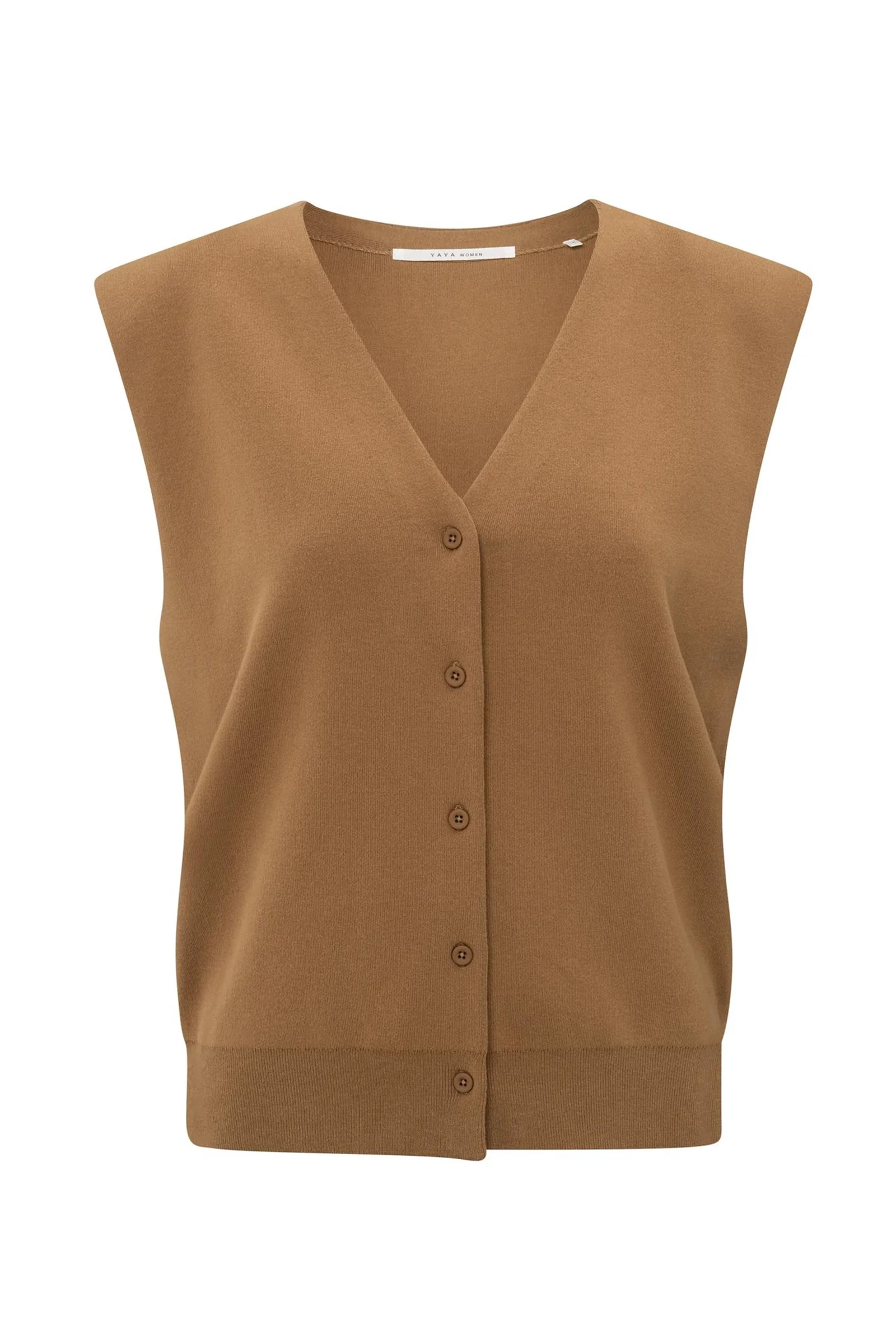 Yaya Knitted spencer with shoulder CHIPMUNK BROWN 1