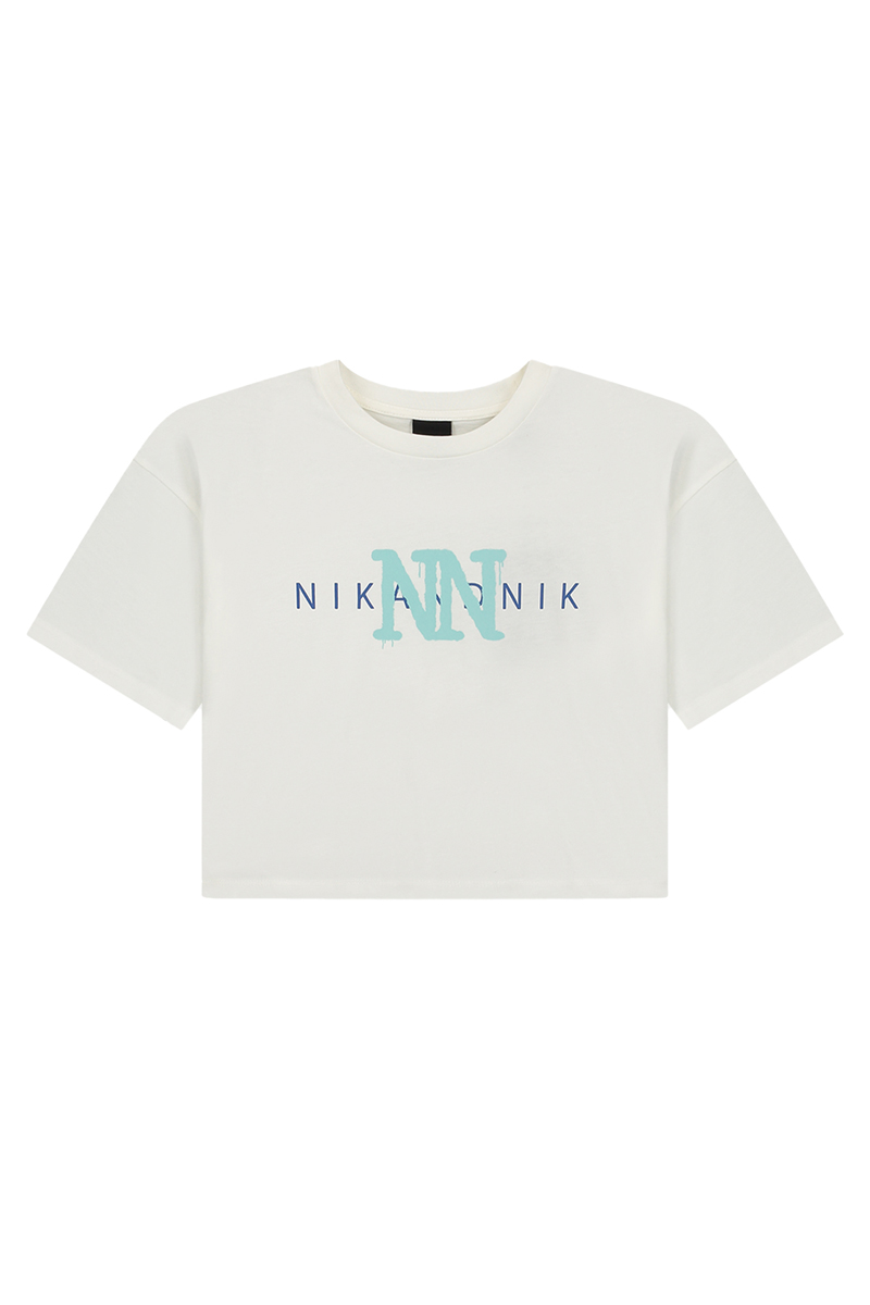 Meisjes t-shirt korte mouw ecru