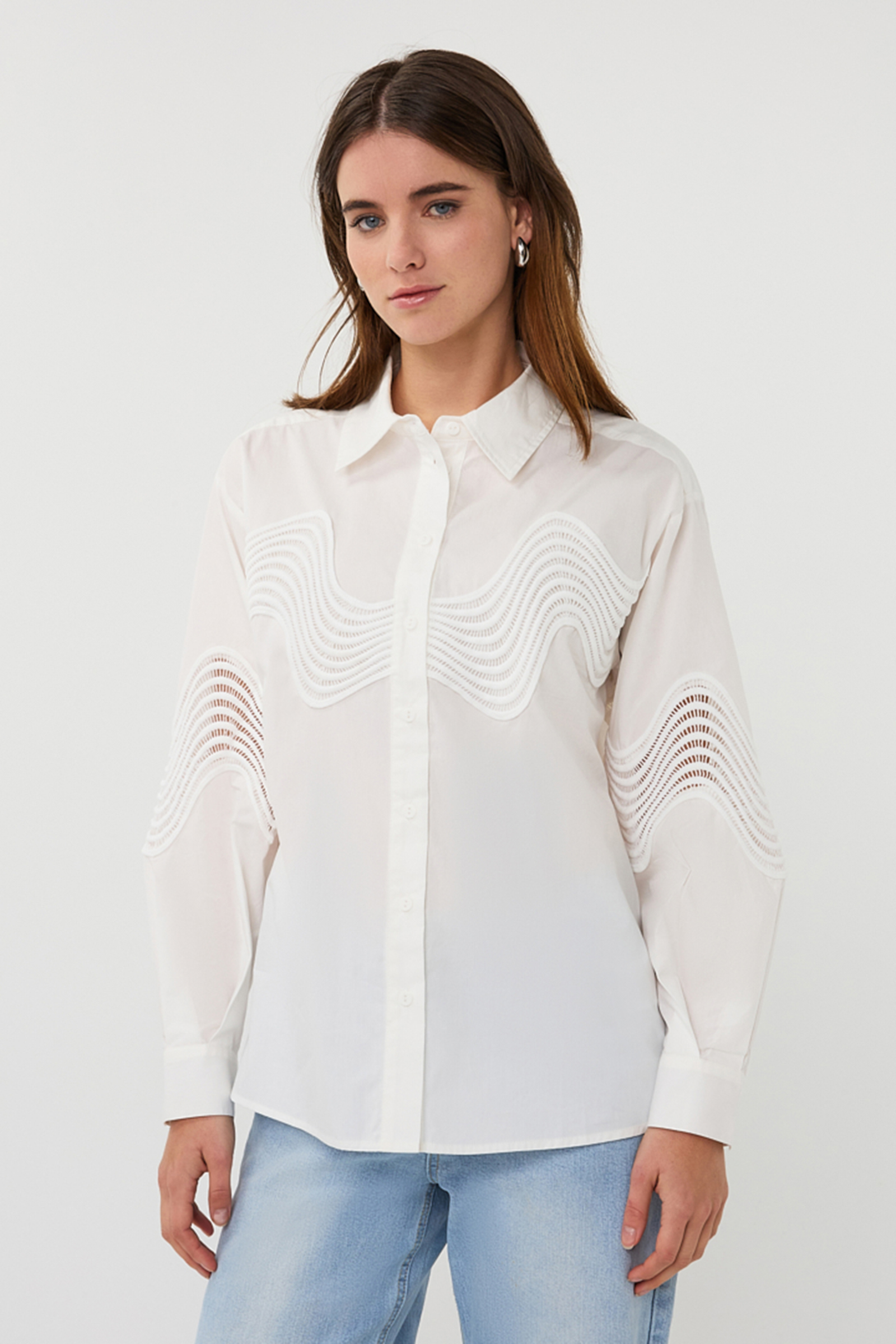 Dames blouse lange mouw wit