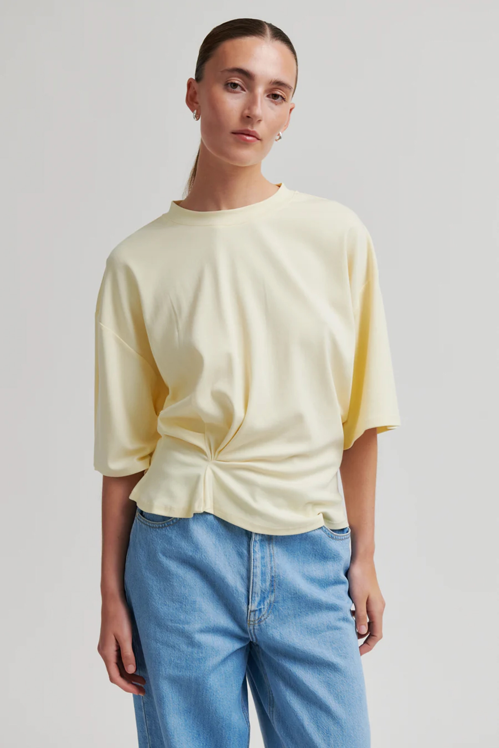 Dames t-shirt korte mouw geel