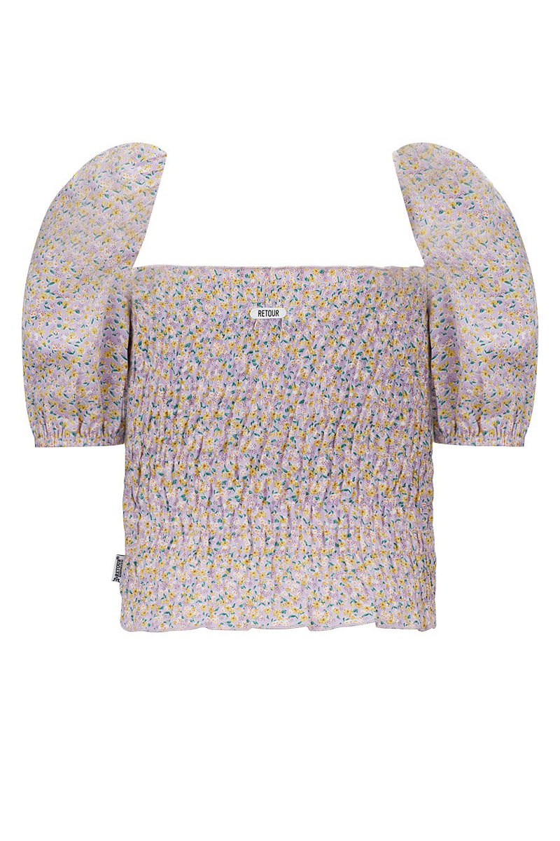 Meisjes blouse korte mouw paars