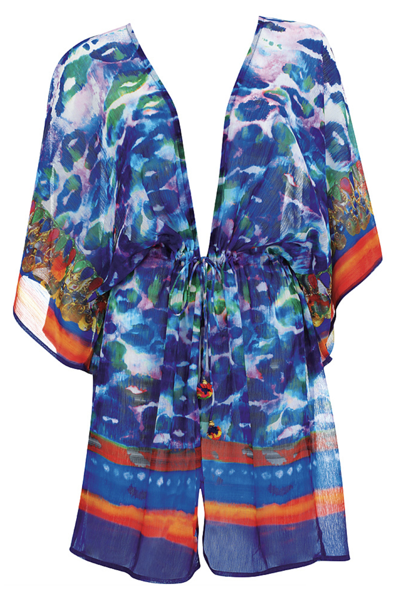 Bad/beach dames blouse strand blauw