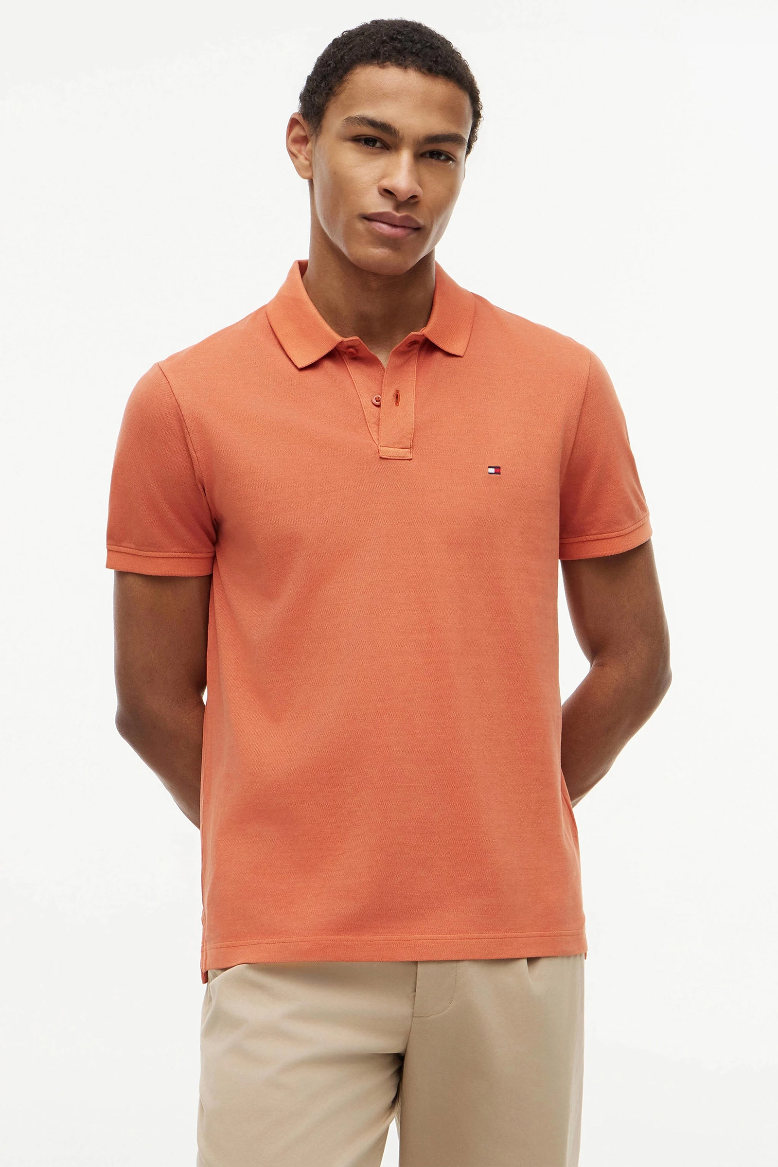 Heren polo korte mouw oranje