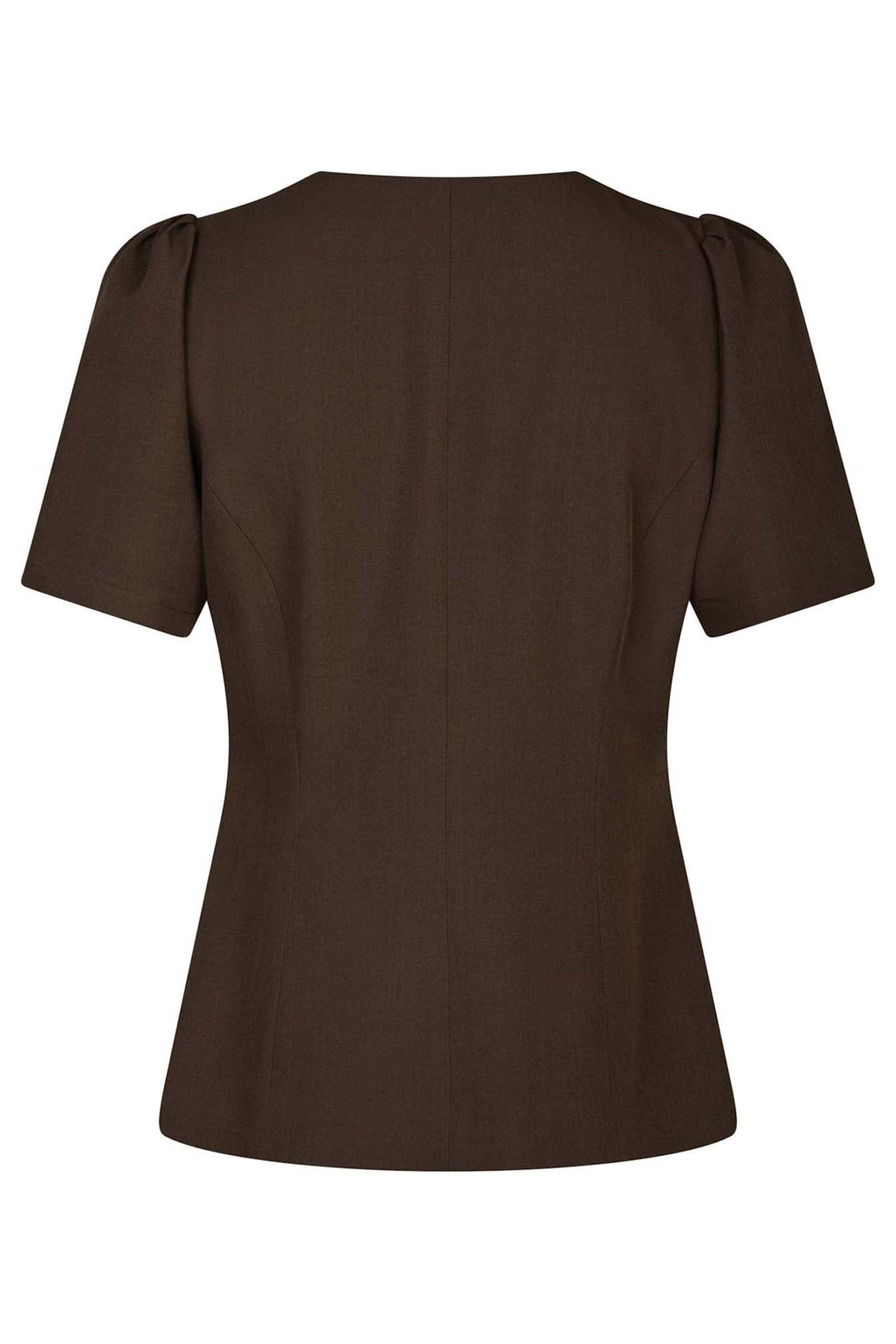 Dames blouse korte mouw bruin