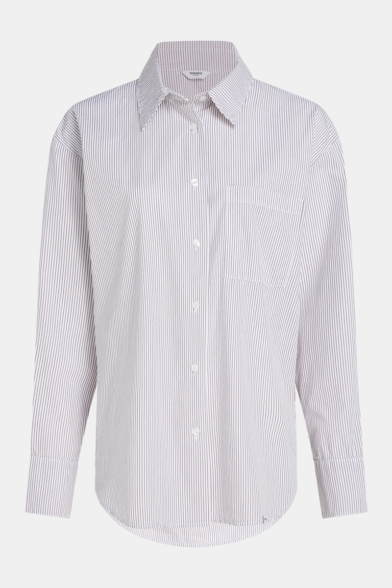 Dames blouse lange mouw bruin