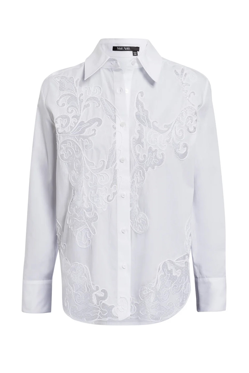 Dames blouse lange mouw blauw