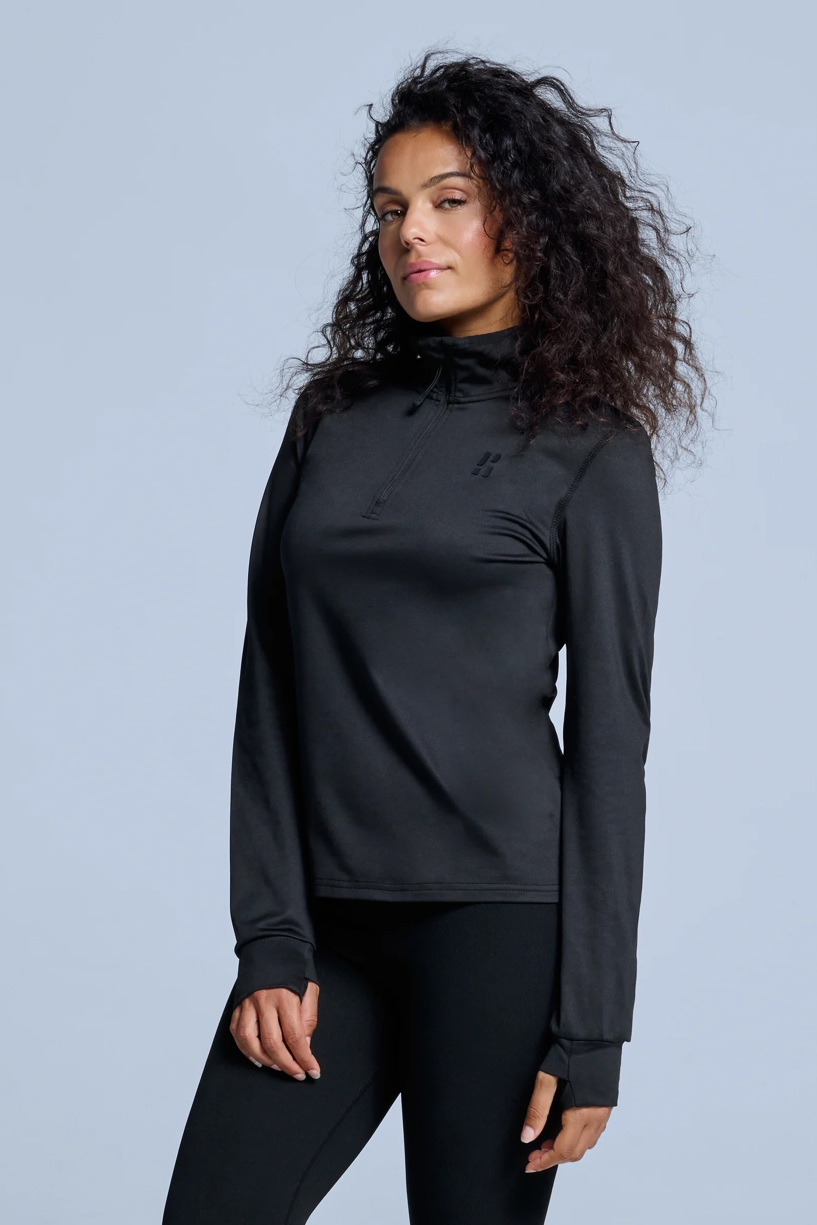 Wintersport dames pully+rits zwart