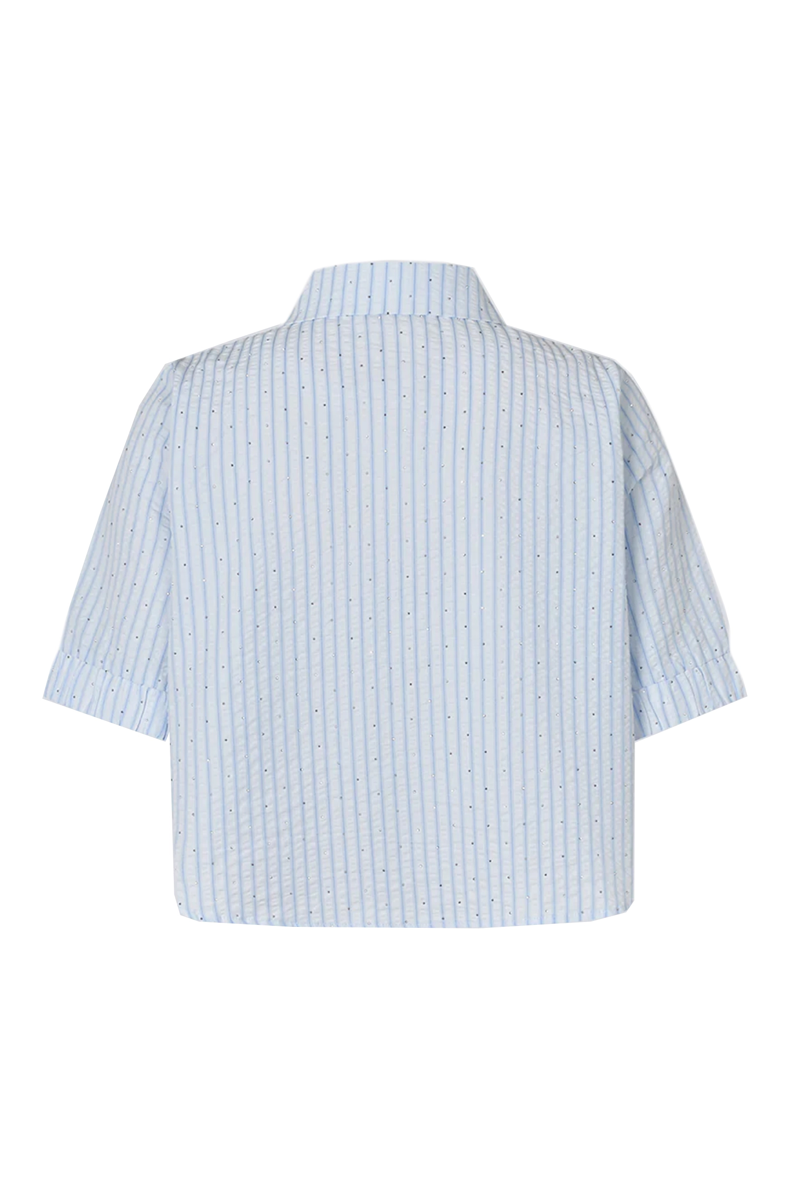 Dames blouse korte mouw blauw