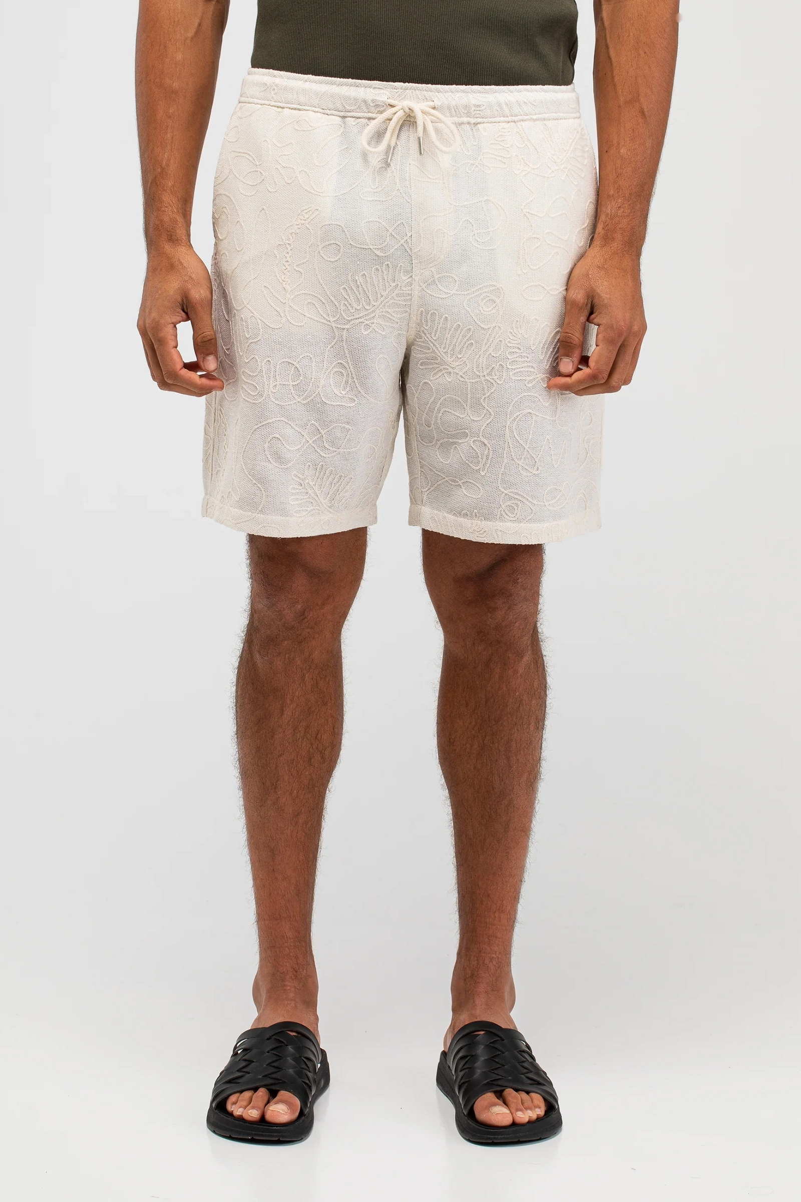Heren short ecru
